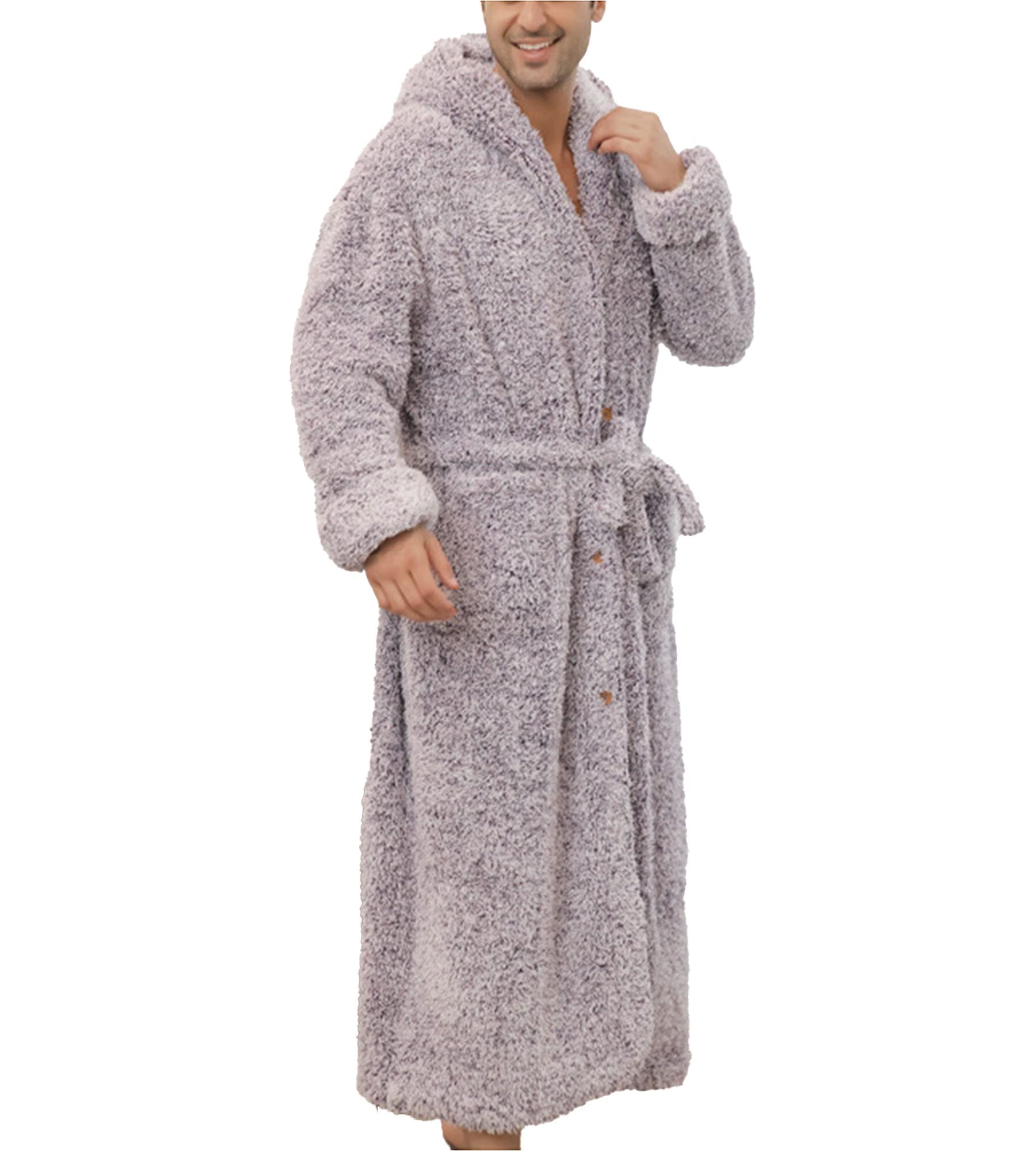 Soft Fleece Hooded Kimono Bathrobe for Men & Women - Long Loose Comfortable Couples Robe Dress Gown, Unisex Homewear & Lounge Wear - Perfect for Spa, Bathroom, and Cozy Home Relaxation