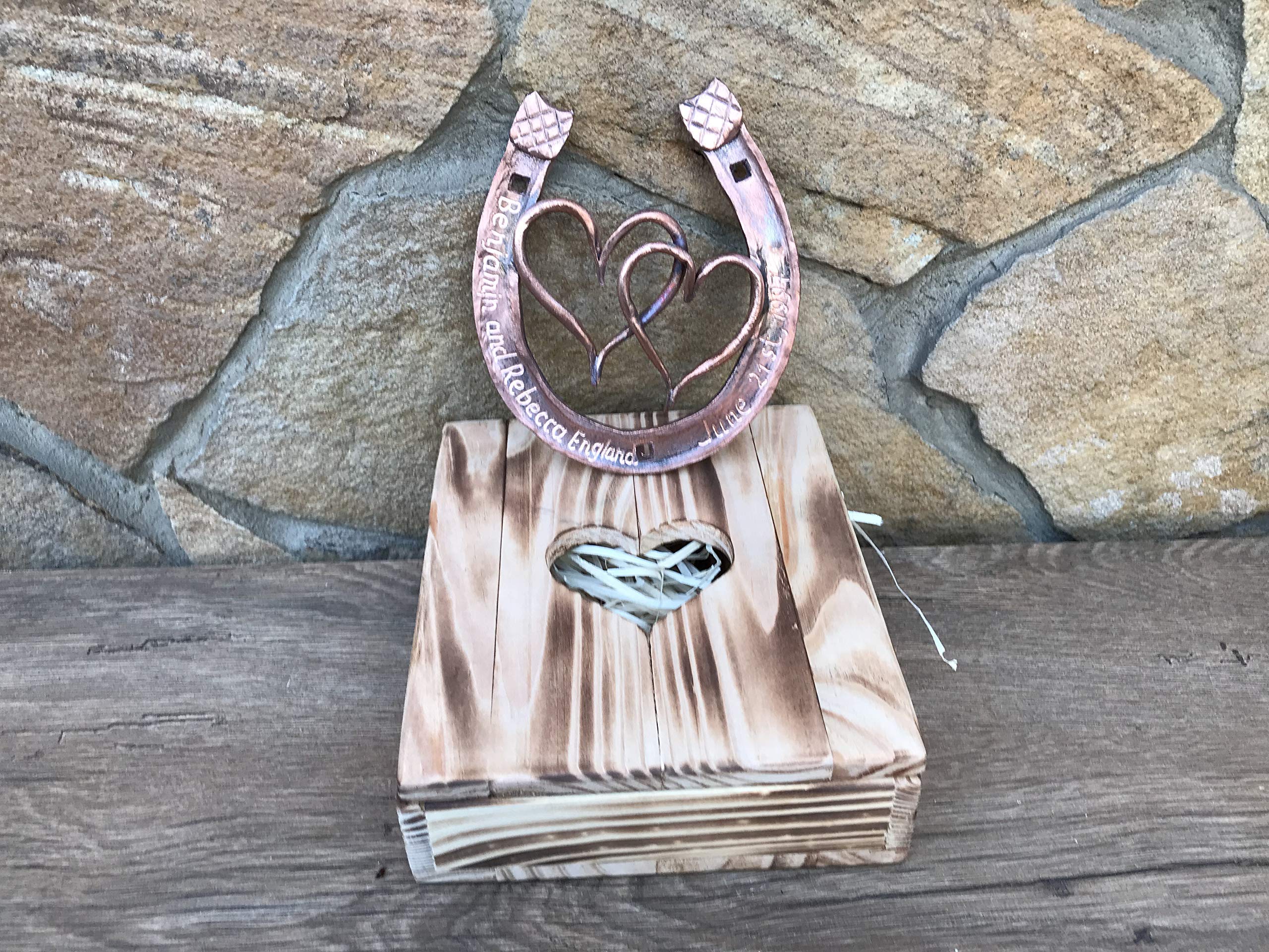 Handmade Engraved Copper Horseshoe Gift - Personalized 7th Anniversary Present for Couples, Wedding, Home Decor & Good Luck Charm