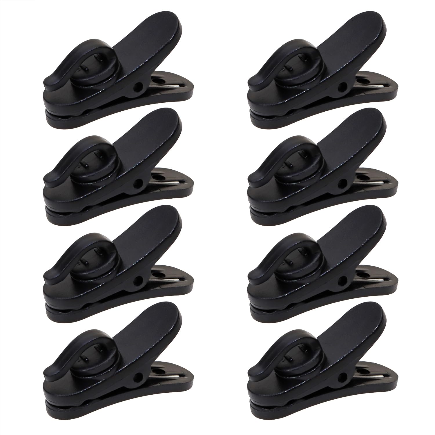 1 Inch Mini Skater Plastic Rotating Earphone Clips - Secure Earbud Cables & Headphone Wires to Shirt - Pack of 8 Black - Perfect for Running, Gym Workouts & Daily Commute