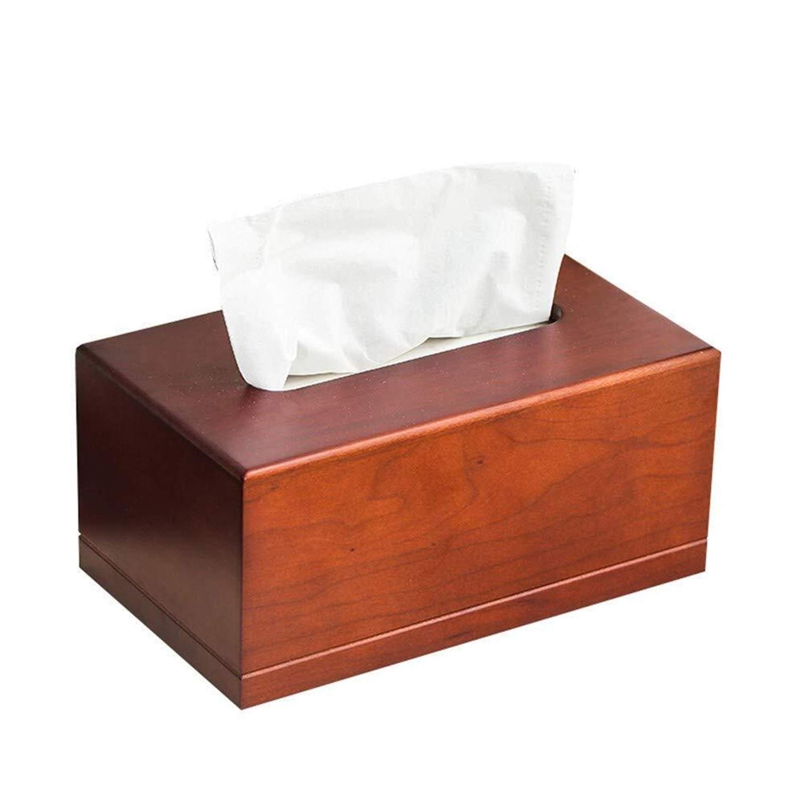 Nordic Style Cherry Wood Tissue Box Cover - Rectangular Paper Towel Holder Tray for Home Decor (20x12x9.4cm, Coffee Brown) | Perfect for Living Room, Bedroom & Bathroom Organization