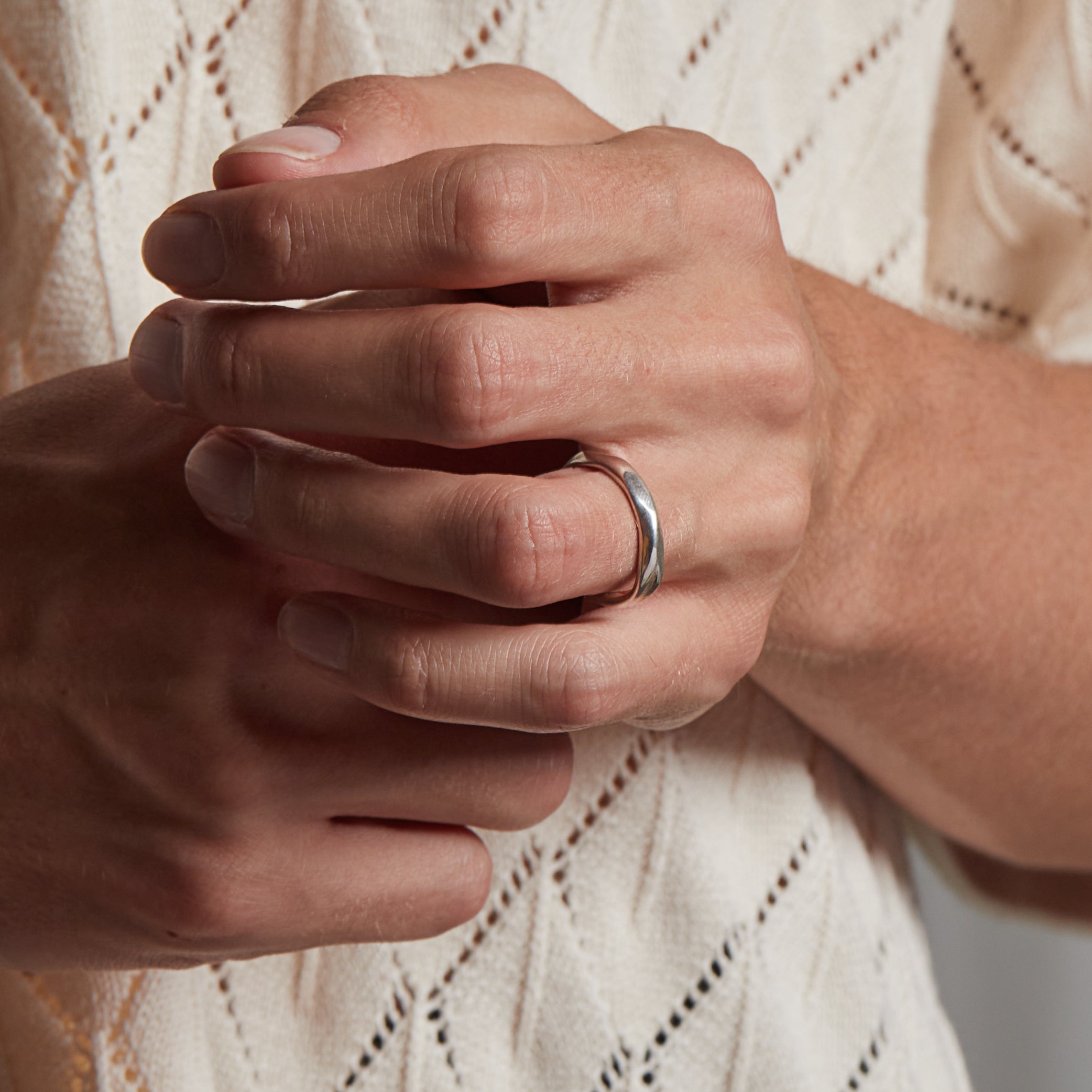 Henchey Coulée Silver Band Ring for Women - Elegant Stackable Jewelry for Everyday Wear & Special Occasions