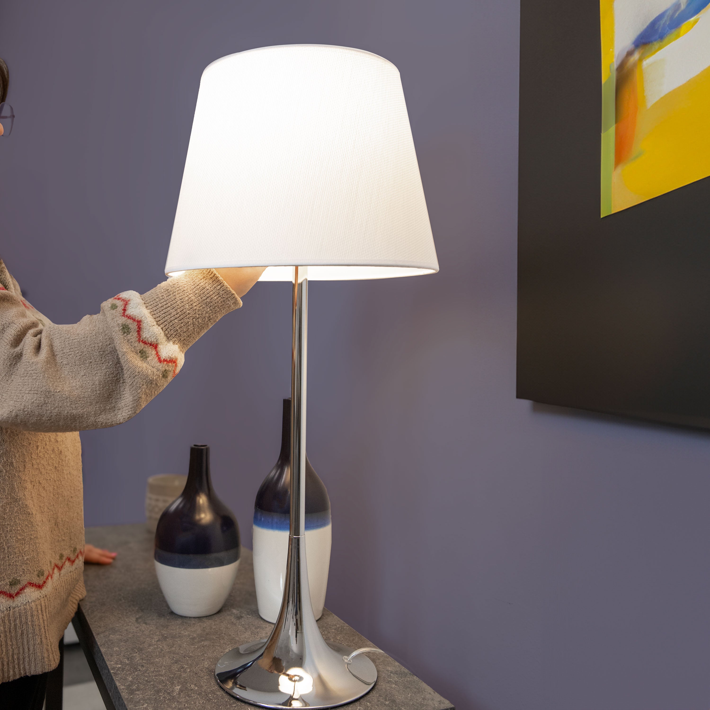 Modern Splendor 3-Piece Floor and Table Lamp Set by Sunnydaze - Elegant Lighting for Living Room, Bedroom & Office Decor