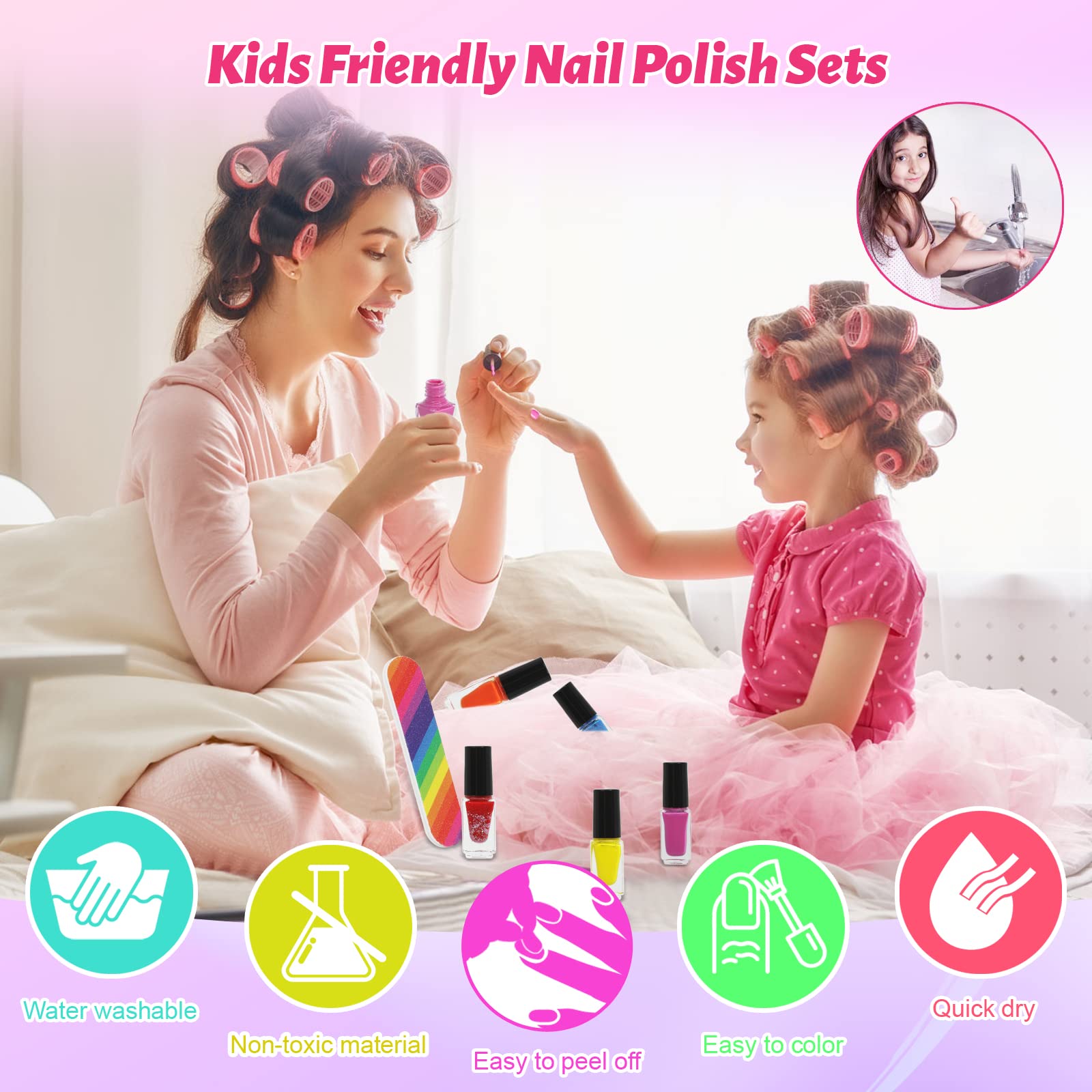 25PCS Non-Toxic Peel-Off Water-Based Nail Polish Set for Kids - Glitter & Opaque Colors, Safe Christmas Birthday Gifts for Toddlers & Girls | Perfect for Parties, Playdates & Creative Playtime