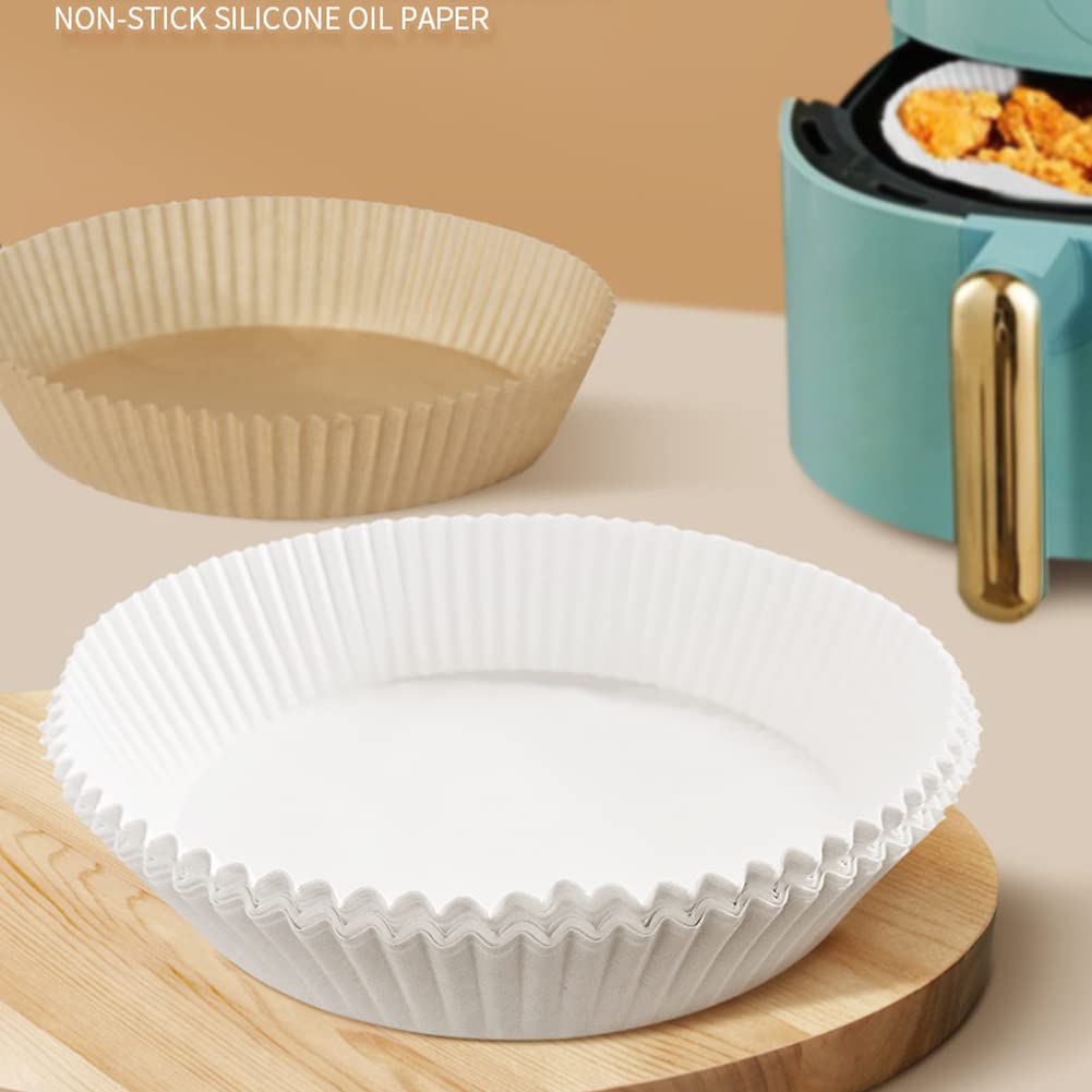 50PCS 6.3 Inch Air Fryer Parchment Paper Liners - Non-Stick, Disposable, Unperforated Round Basket Liners for Baking, Roasting & Microwave - Perfect for Air Fryers, Toaster Ovens & Countertop Cooking