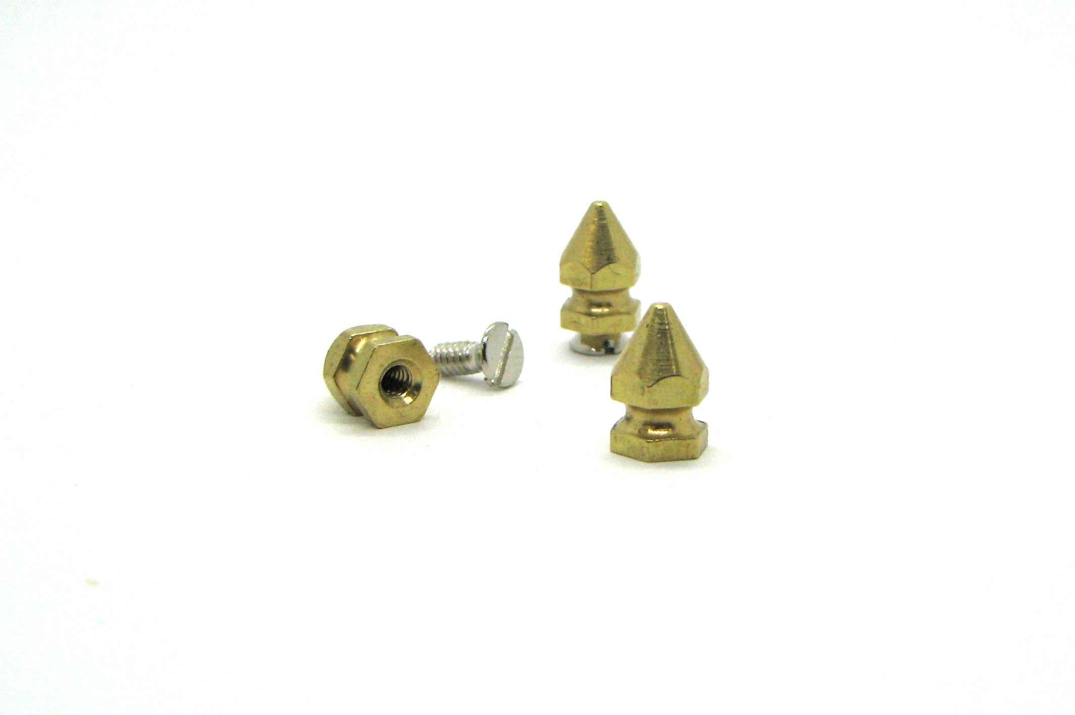 Hex Spikes Size 10 (3/8 Inch) - Golden Brass Screw Back Studs - Pack of 100 for Denim & Leather DIY Projects - Perfect for Jackets, Boots, Belts & Punk Fashion Accessories