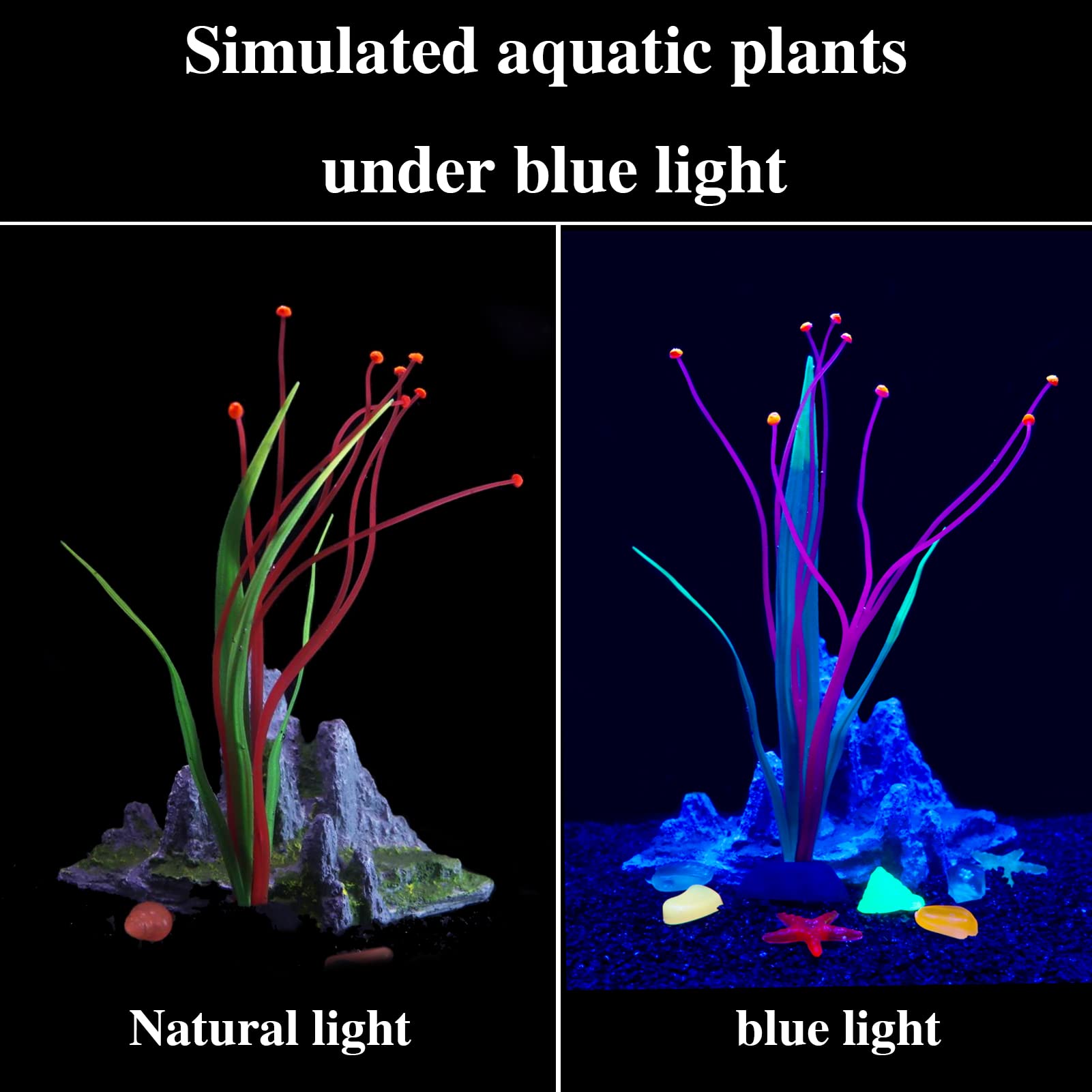 Glowing Artificial Silicone Aquatic Plants for Fish Tank Decorations - Red Betta Fish Tank Ornament with LED Light Effect | Perfect for Aquarium Landscape, Home & Office Decoration