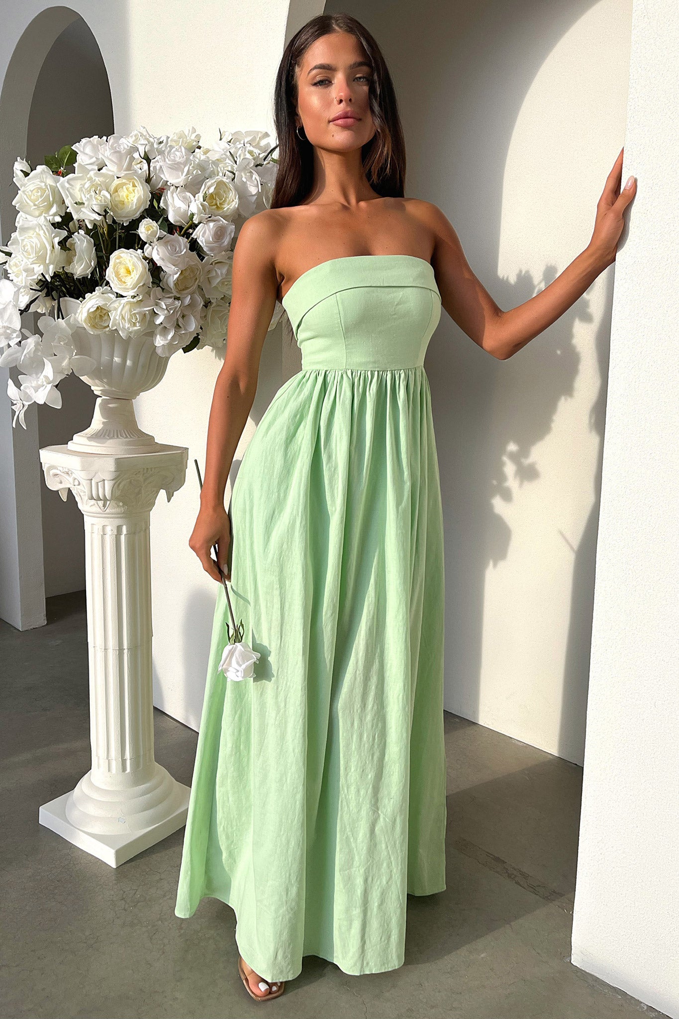 Cornell Maxi Dress in Sage Green - Flowy Boho Summer Dress for Beach, Vacation & Casual Outings
