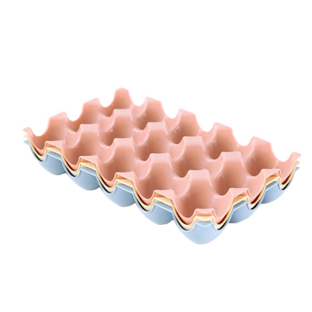 DOITOOL 3-Piece Egg Holder Set - 15 Grids Shatterproof Refrigerator Egg Storage Box for Chicken, Duck & Quail Eggs (Nordic Beige, Pink, Blue) - Perfect for Kitchen Organization & Farm Fresh Egg Storage