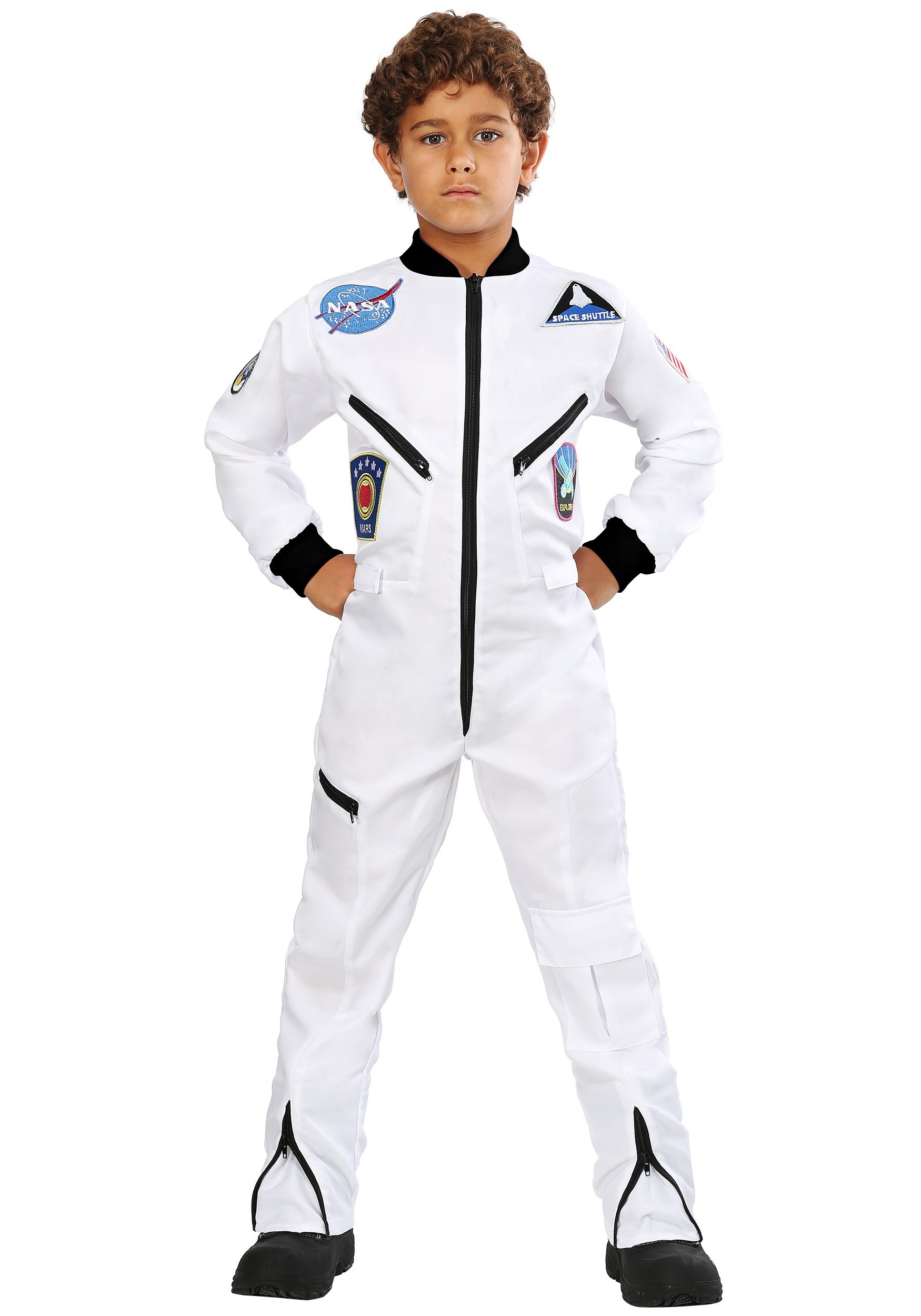 Kids Astronaut Costume - White Space Jumpsuit for Boys & Girls | Halloween Dress Up, Birthday Party, Cosplay, School Play