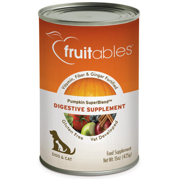Fruitables Pumpkin Digestive Supplement for Dogs & Cats - 15oz (425g) Can - Supports Healthy Digestion & Gut Health - Perfect for Pets with Sensitive Stomachs or Digestive Issues