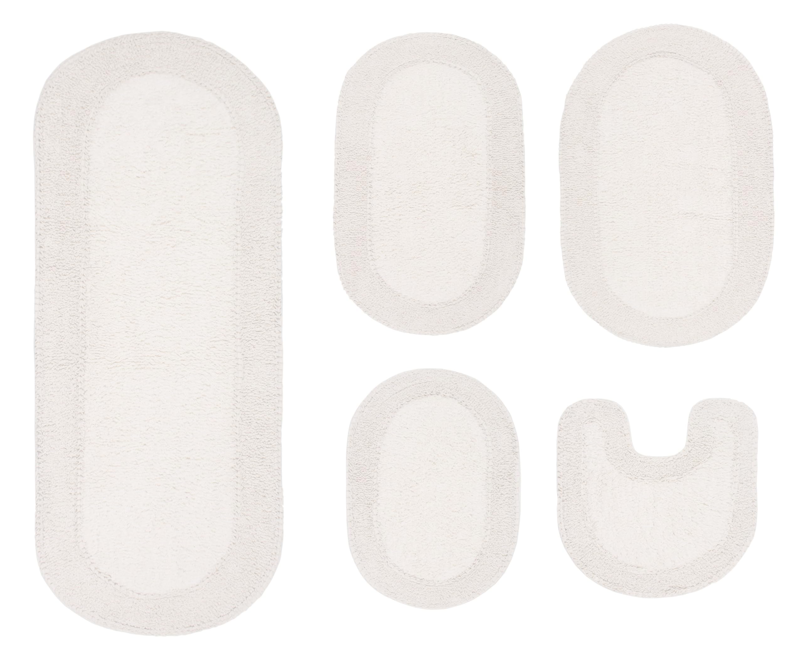 Premium 100% Cotton Double Ruffle Bathroom Rug Set - Ultra Soft & Absorbent Non-Slip Bath Mat, Washable Kitchen & Bath Floor Mat (24