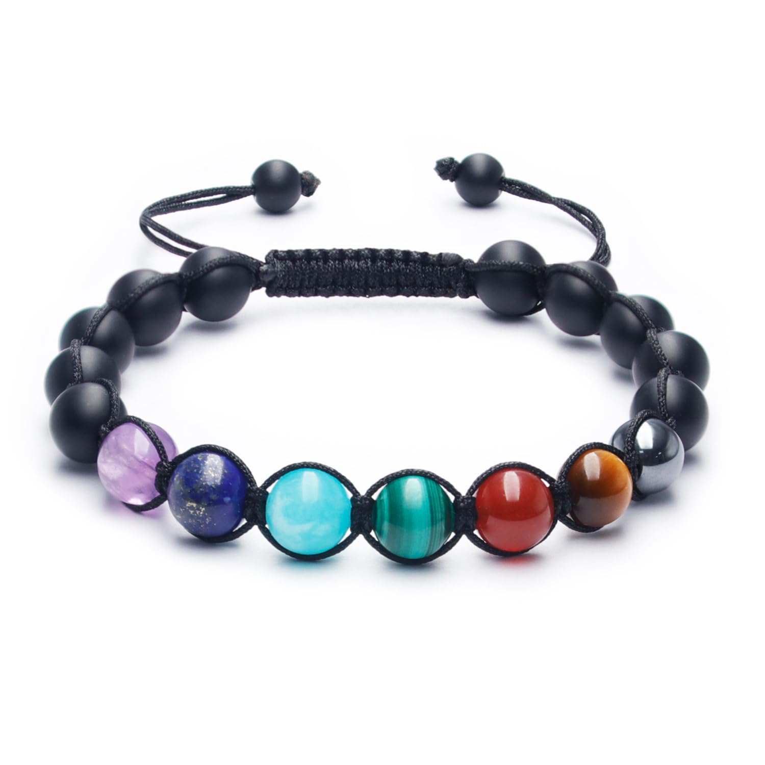 7 Chakra Bracelet with Genuine Healing Stones - GENASTO Yoga Meditation Bracelet for Men & Women, Real Crystal Beaded Wristband for Energy Balance, Stress Relief & Spiritual Wellness - Perfect for Yoga, Meditation & Daily Wear