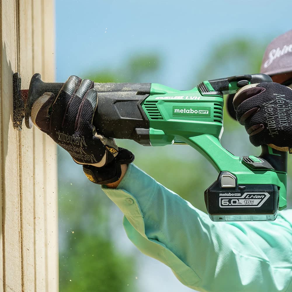 Metabo HPT CR18DBLQ4 Brushless Cordless Reciprocating Saw - Tool Only (No Battery) - 3-Mode Selector with Auto Mode - Tool-Less Blade Change - Large Rafter Hook - Lifetime Warranty - Ideal for Woodworking, Demolition & Construction Projects