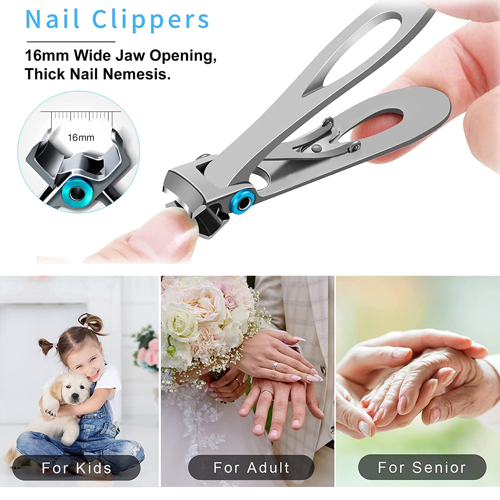 Professional Toenail Clippers for Thick & Ingrown Nails - Heavy Duty Nail Clippers for Seniors, Men & Women - Podiatrist Recommended Nail Cutter for Thick Toenails & Fingernails - Perfect for Home Pedicure & Foot Care