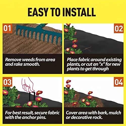 Agfabric Heavy Duty 6x300ft Landscape Fabric Weed Barrier - 3.9oz Black Ground Cover for Gardens, Lawns & Landscaping | Durable Weed Control Mat for Flower Beds, Vegetable Gardens & Pathways