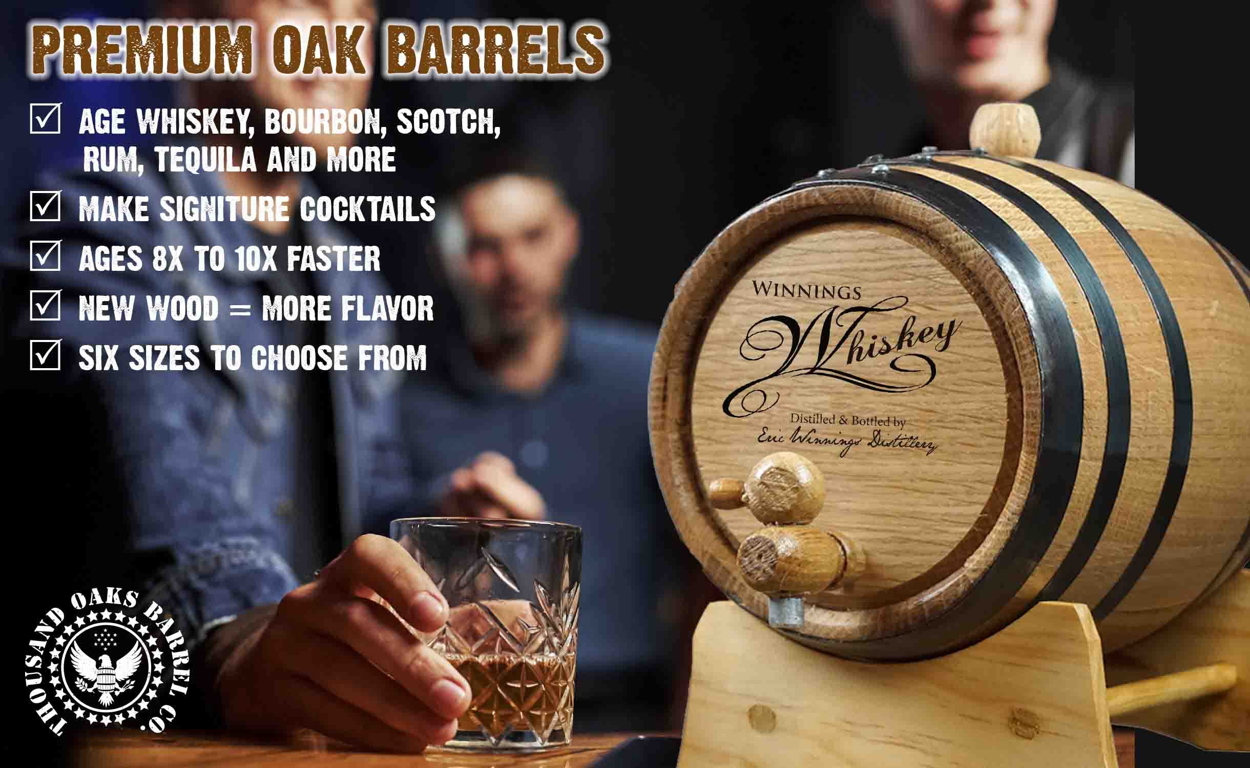 Premium American White Oak 10 Liter (2.5 Gallon) Barrel with Stand, Bung & Spigot - Home Brewing, Distilling, Wine Making & Cocktail Aging Kit for Bartenders & Enthusiasts - Perfect for Crafting Whiskey, Bourbon, Wine & Specialty Cocktails at Home