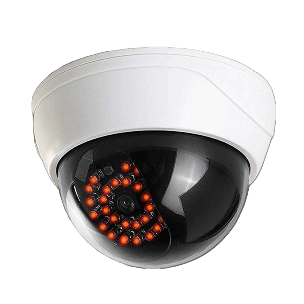 Dummy CCTV Dome Security Camera with 28 Red LED Lights - Fake Surveillance Camera for Home, Office & Business Security