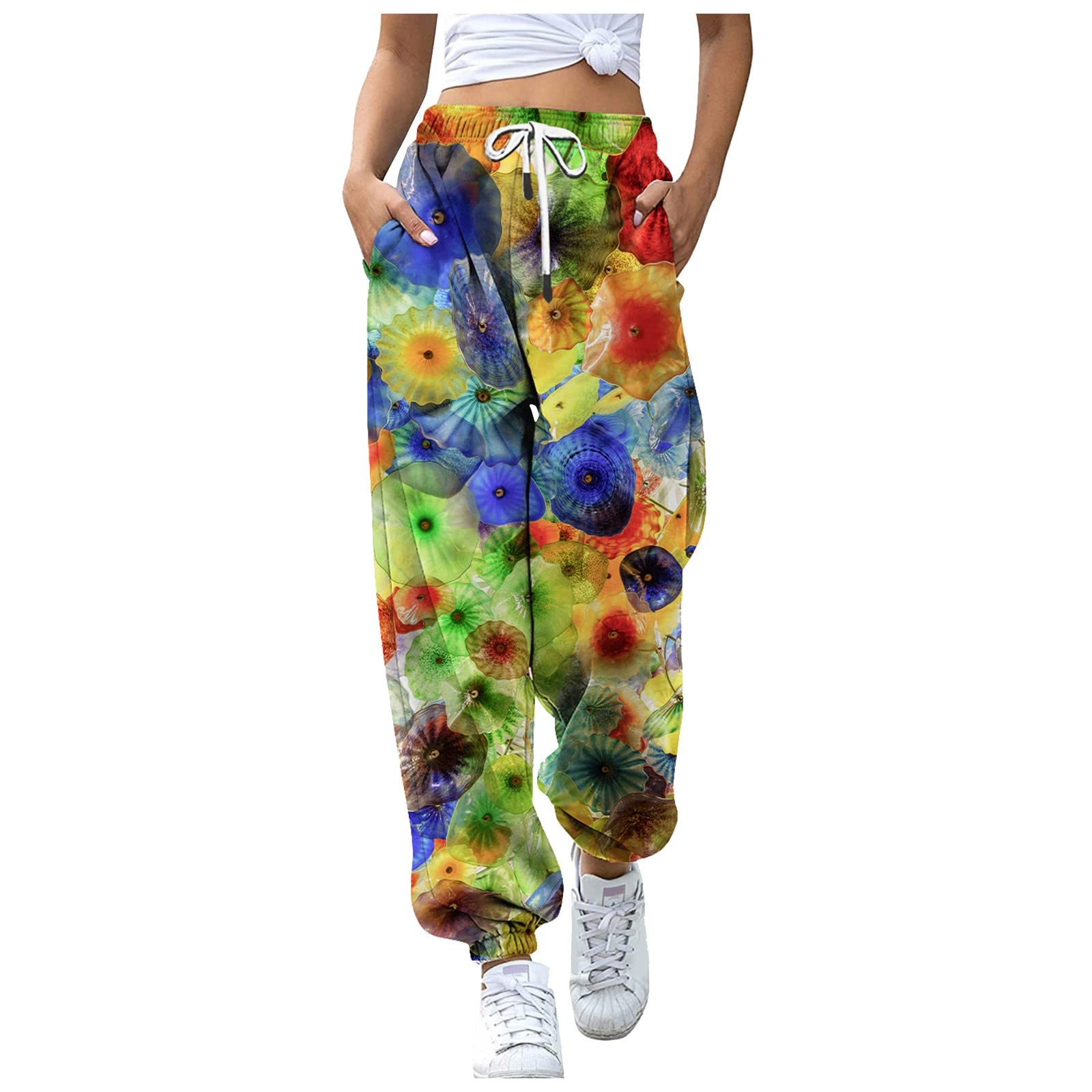 Stylish Women's Summer Printed Pencil Pants with Elastic Waist - Fashionable Office Work & Casual Wear Trousers for Women