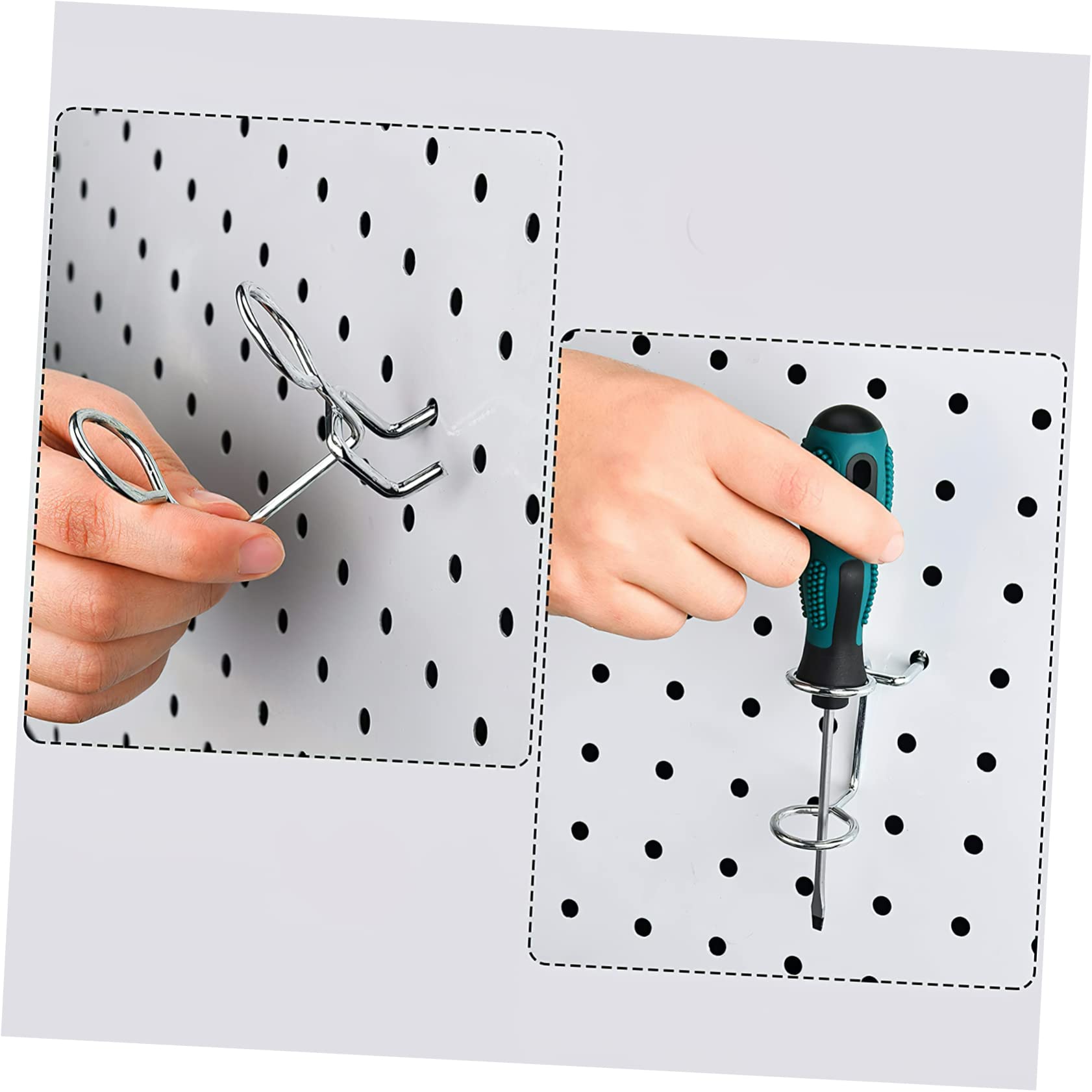 DOITOOL 10-Pack Double-Ring Pegboard Hooks - Heavy Duty Utility Tool Holders for Screwdrivers, Pliers & More - Durable Pegboard Accessories for Garage, Workshop & DIY Organization (Perfect for Home, Office & Craft Rooms)