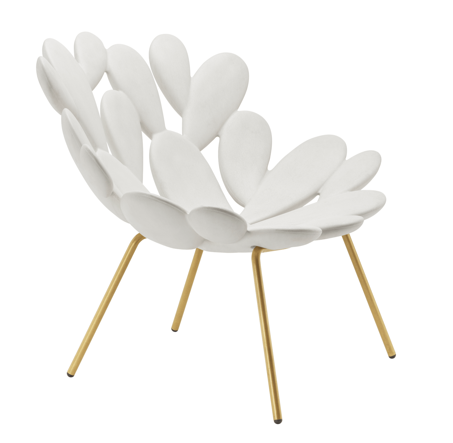 Qeeboo Filicudi Armchair with Brass Frame - Modern Luxury Lounge Chair for Living Room, Office & Hotel Decor