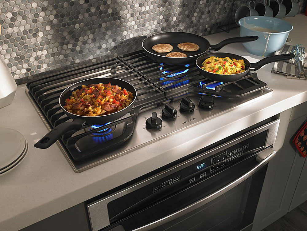 Amana AGC6540KFS 30 Inch 4-Burner Gas Cooktop - Stainless Steel Professional Range for Home Kitchen Cooking, Grilling & Entertaining