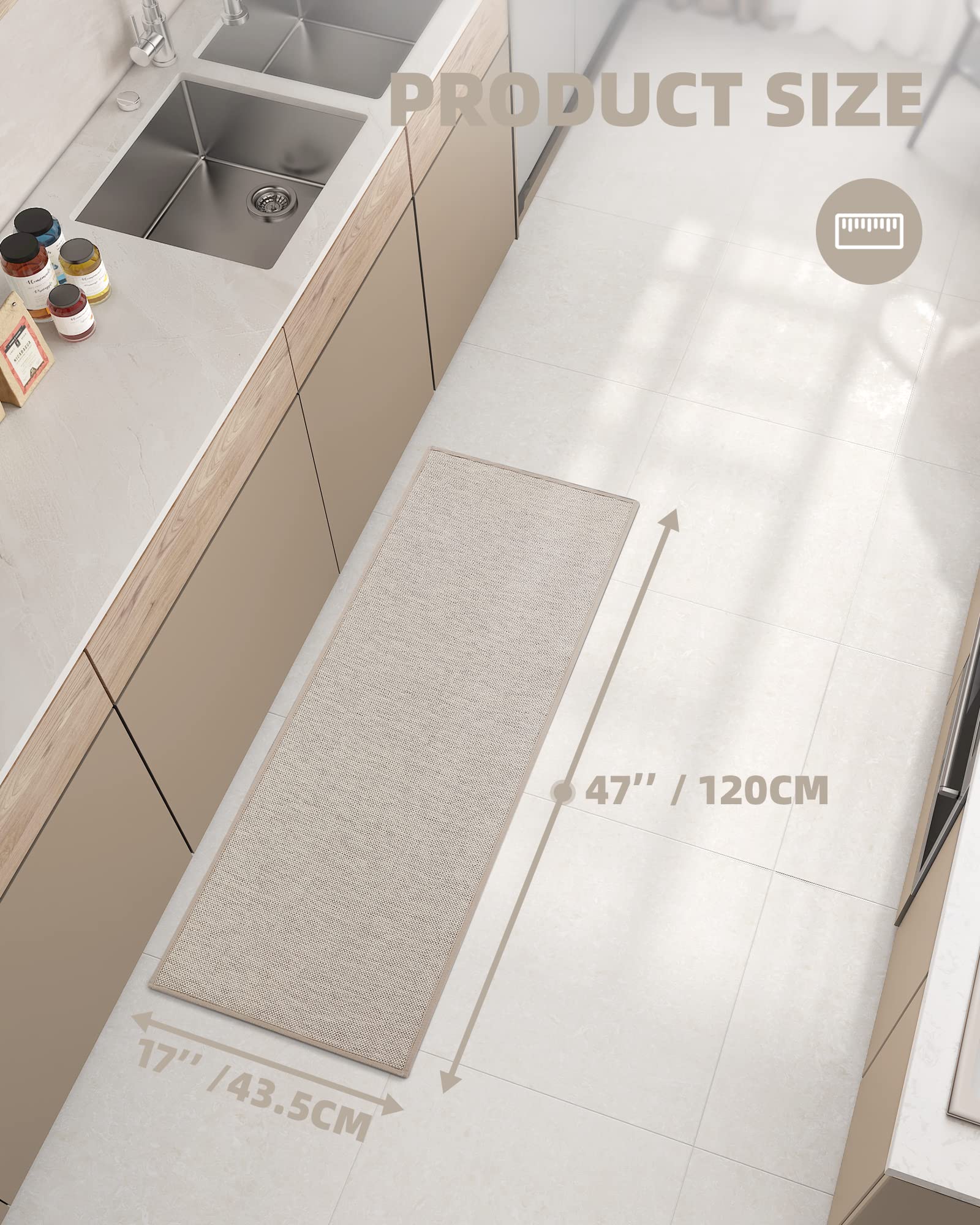 Non-Slip Washable Kitchen Rugs - Absorbent Woven Runner Mat 17