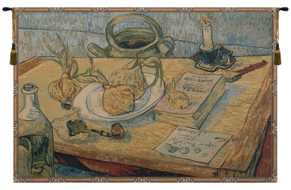 Charlotte Home Furnishings Italian Van Gogh Garlic Still Life Tapestry Wall Hanging 38x53 Inch - Viscose Cotton Polyester Blend Artwork for Living Room, Bedroom & Kitchen Decor