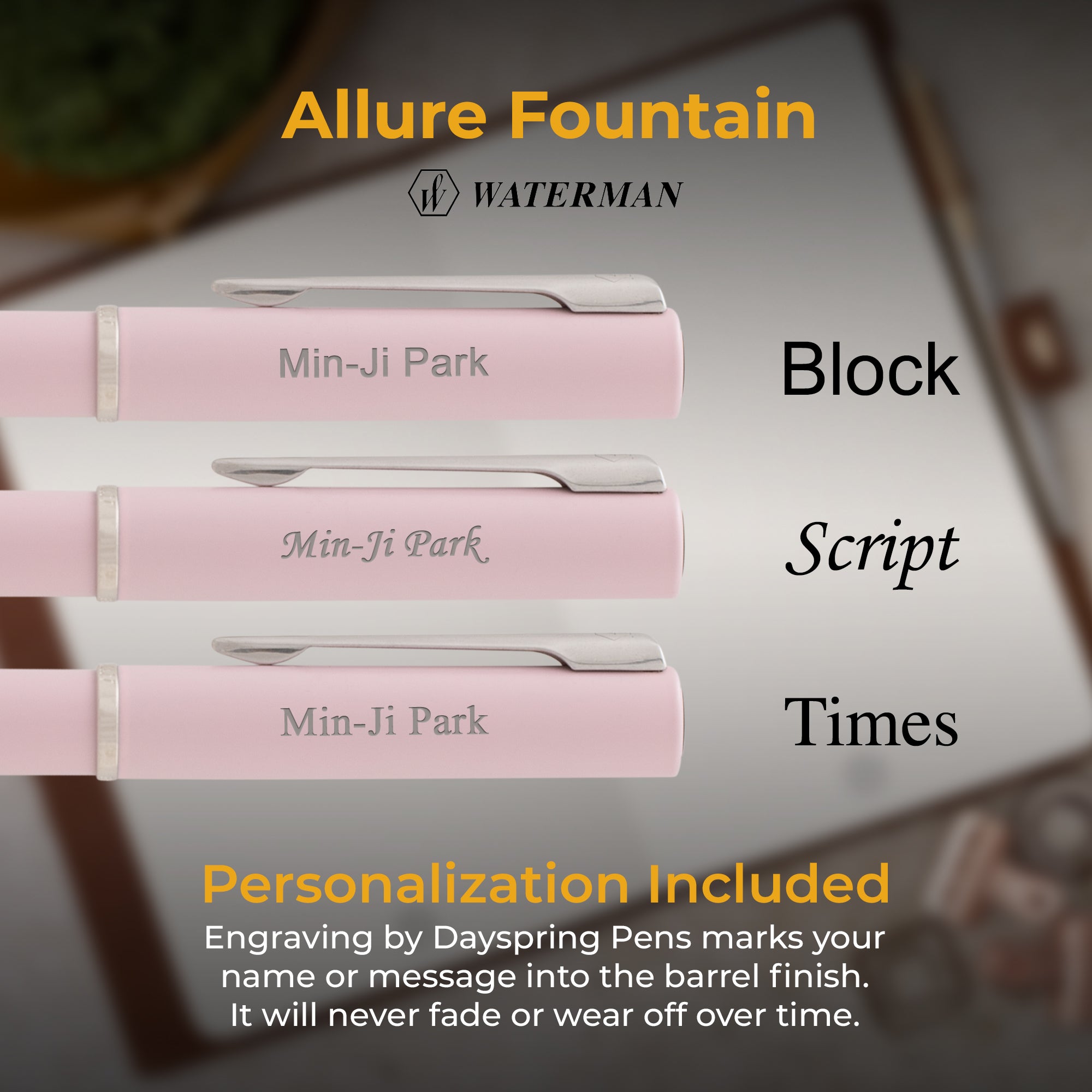 Waterman Allure Fountain Pen - Elegant Pastel Pink Ink Pen for Writing, Calligraphy & Gifting | Premium Nib, Smooth Ink Flow | Perfect for Office, School & Special Occasions