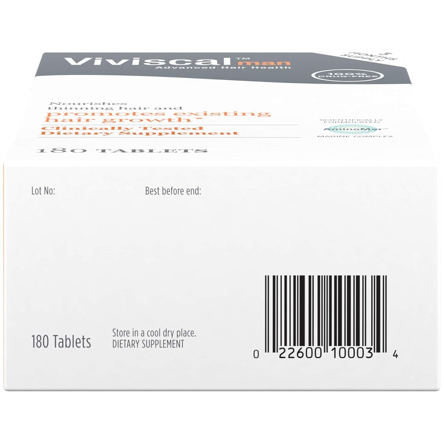 Viviscal Men's Hair Growth Supplements - Clinically Proven Formula with Proprietary Collagen Complex for Thicker, Fuller Hair (180 Tablets, 3 Month Supply) - Ideal for Thinning Hair & Hair Loss Prevention