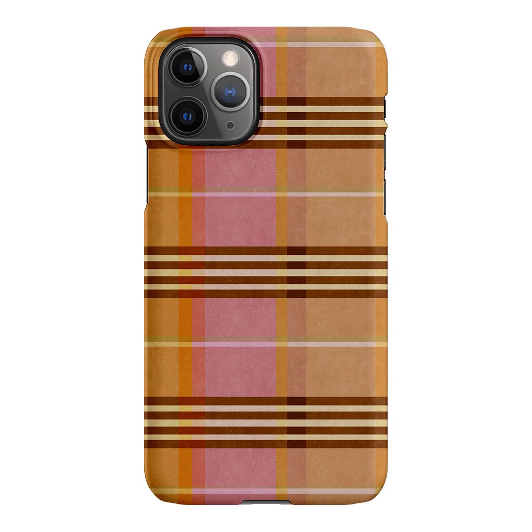 Peachy Plaid Phone Case for iPhone 15/14/13/12/11 Pro Max - Cute Tartan Pattern Protective Cover with Shockproof Design - Perfect for Everyday Use, Travel & Fashion Accessories