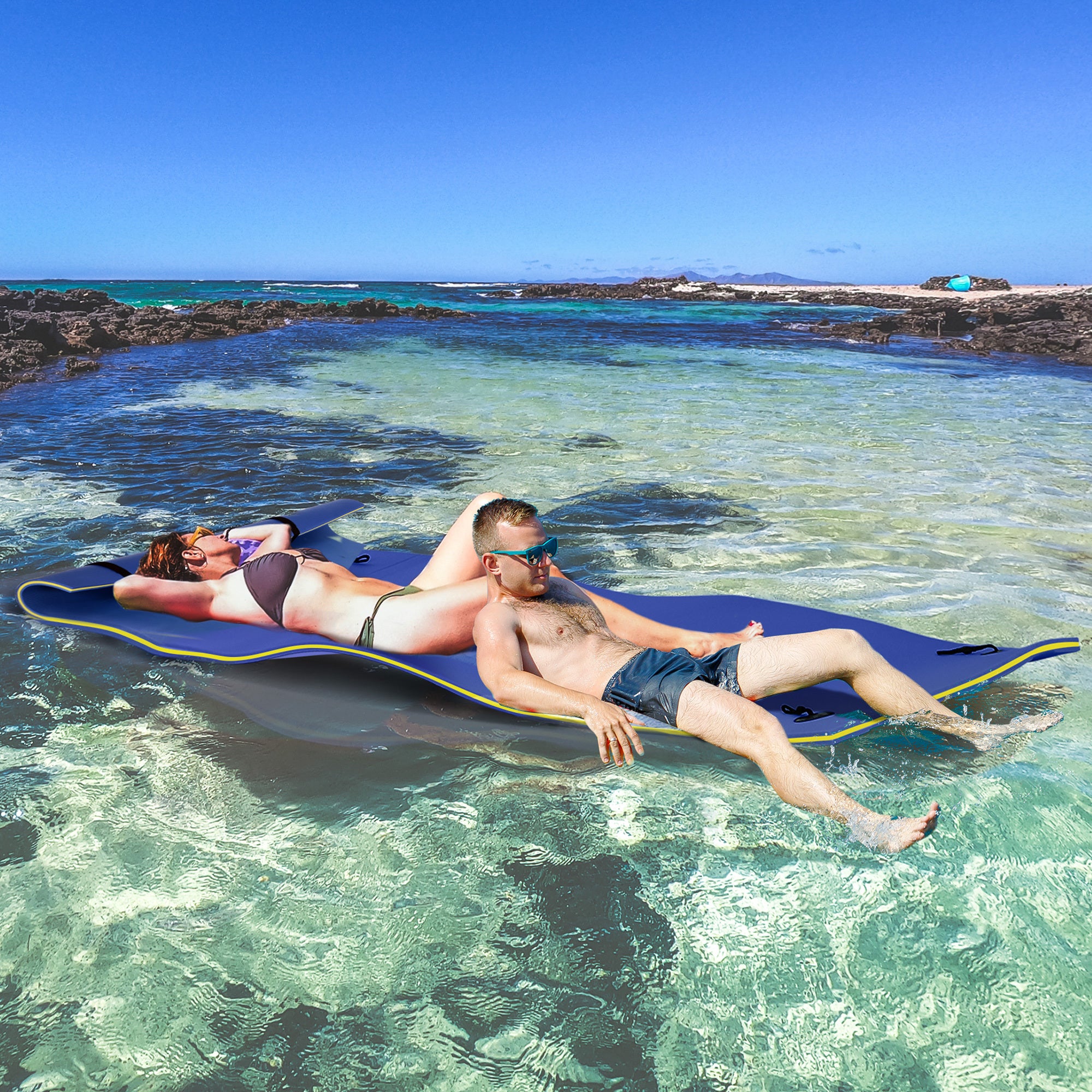 10' x 5' Floating Water Mat - 3 Layer Thick & Durable Foam Raft for Pool, Lake & Ocean - Portable Swimming Platform for Relaxation, Sunbathing & Water Activities