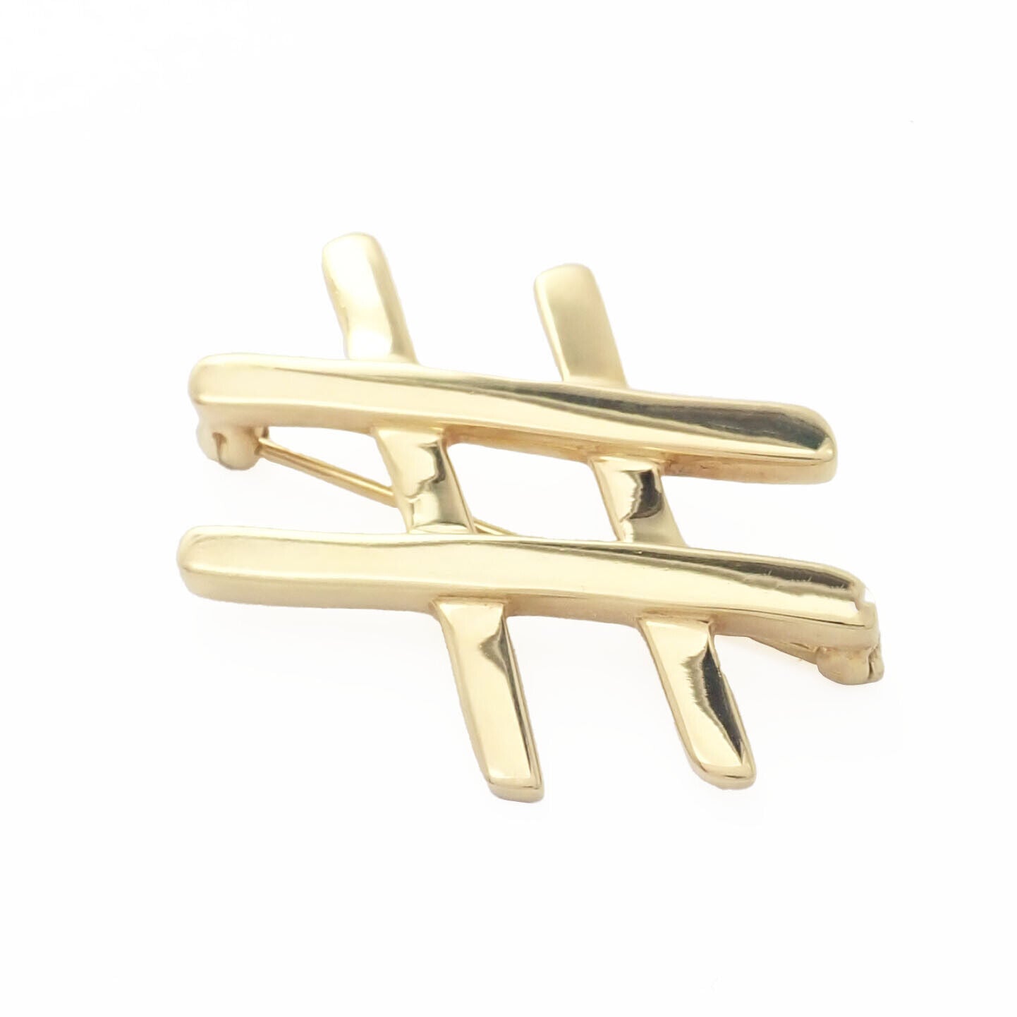 Authentic Tiffany & Co Paloma Picasso 18k Yellow Gold Hashtag Pin Brooch - Luxury Jewelry Gift for Women, Elegant Accessory for Special Occasions & Collectors