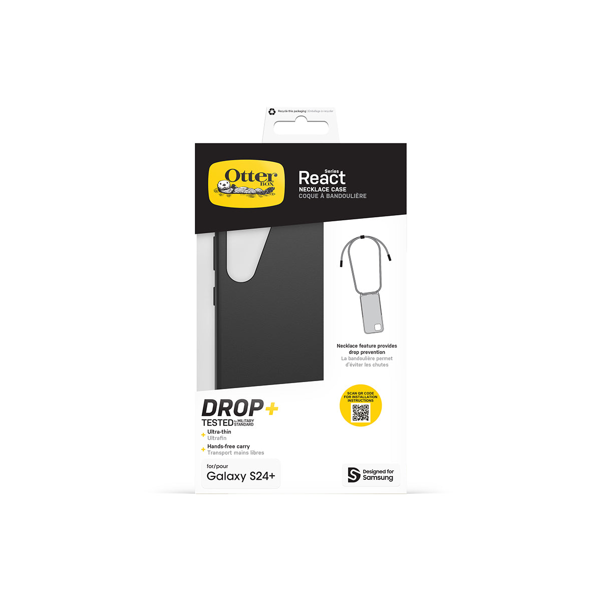 Otterbox React Series Necklace Lanyard Strap Phone Case for Samsung Galaxy S24 Plus - Secure & Stylish Protective Cover with Adjustable Strap for Work, Travel & Outdoor Activities