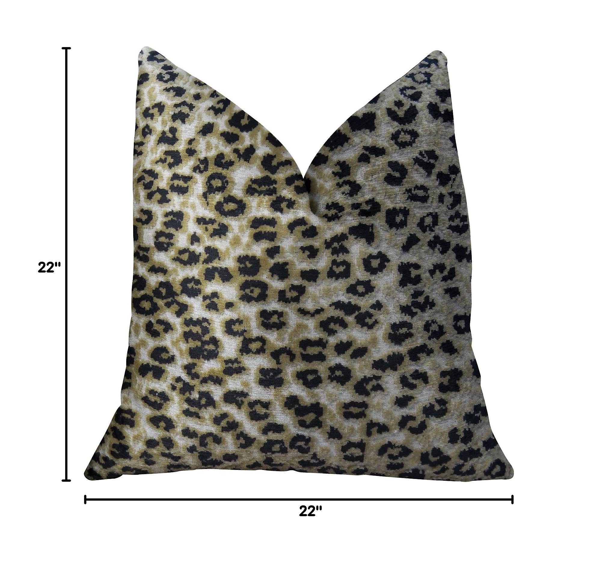 Plutus Cheetah Handmade Decorative Throw Pillow 22x22 Inches - Soft Taupe & Black Geometric Pattern for Living Room, Bedroom, Sofa & Couch Decor