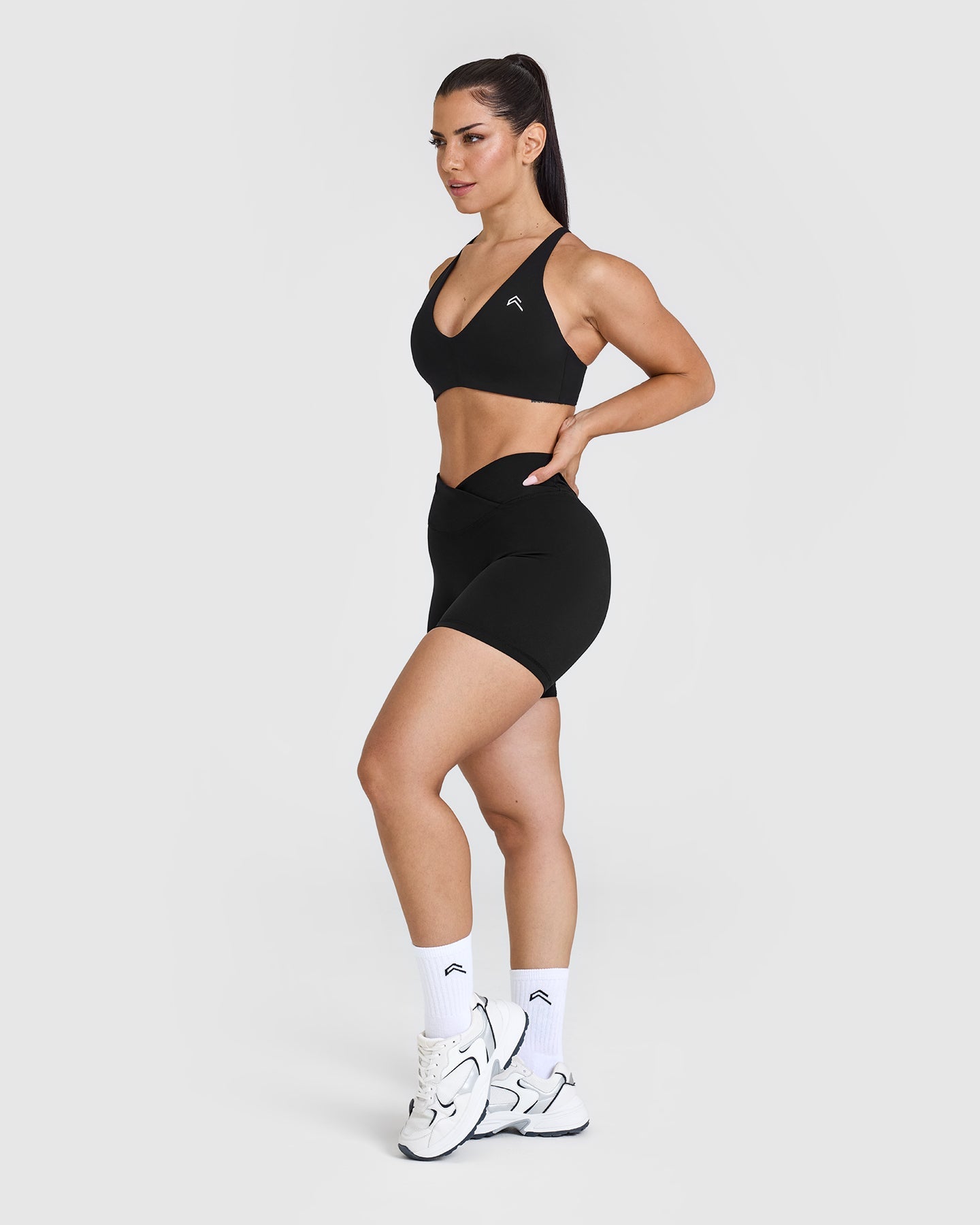 Unified Micro Bralette - Seamless Comfort Bra with White Logo in Black | Perfect for Yoga, Lounge & Everyday Wear