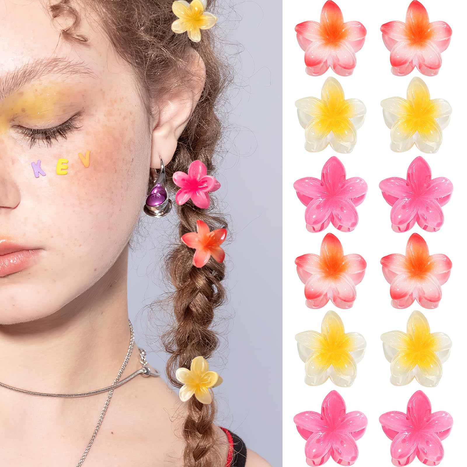 12PCS Small Flower Hair Claw Clips - 1.18