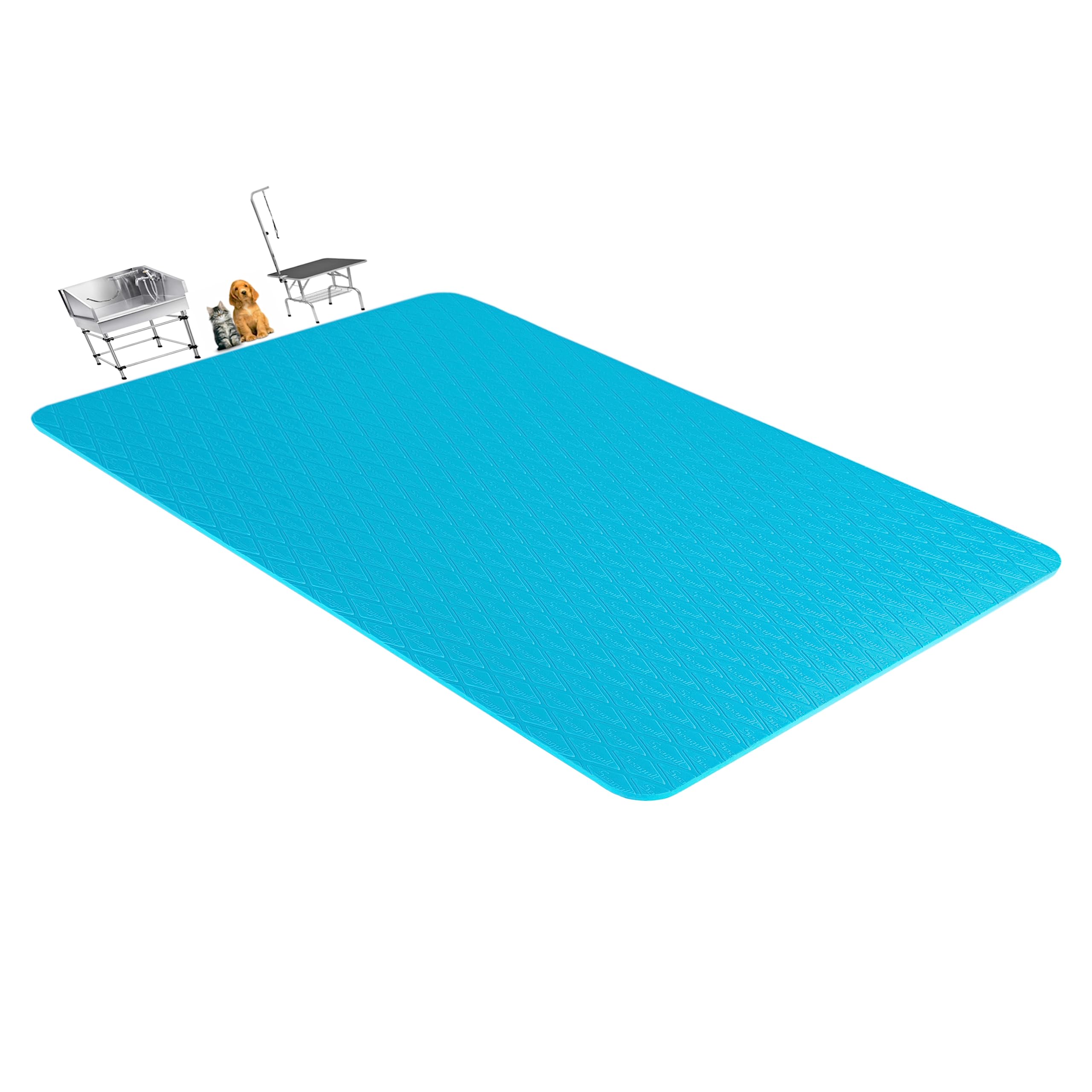 Premium Pet Grooming Mat for Dogs & Cats - Non-Slip Bathing Mat with Soft Padding (23x16 Inch, Sky Blue) | Perfect for Home Grooming, Bath Time & Vet Visits