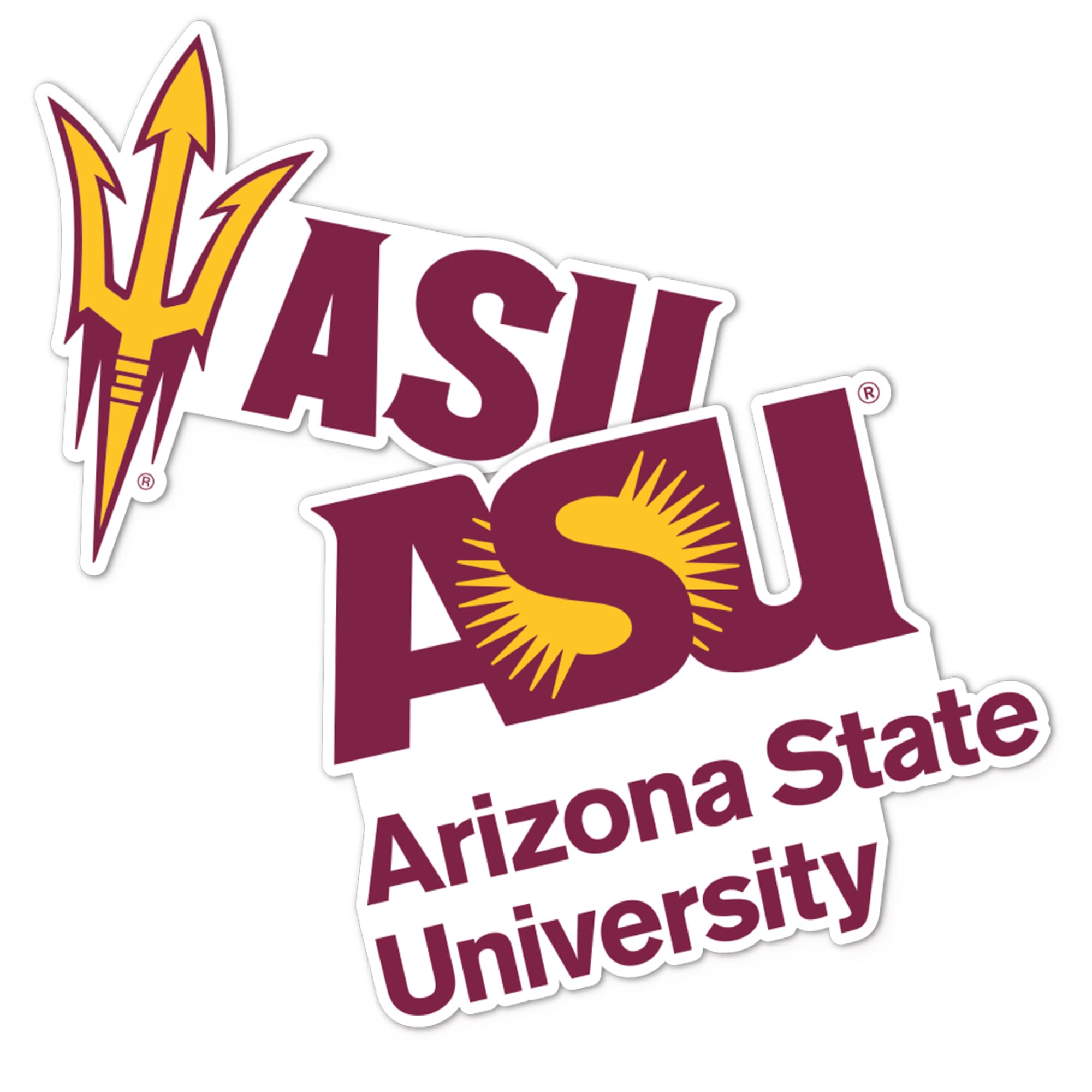 Arizona State University Sun Devils Vinyl Decals - 4 Inch Set VC - Desert Cactus Stickers for Laptop, Water Bottle, Car & Scrapbook - Perfect for ASU Fans, College Dorm Decor & Game Day Spirit