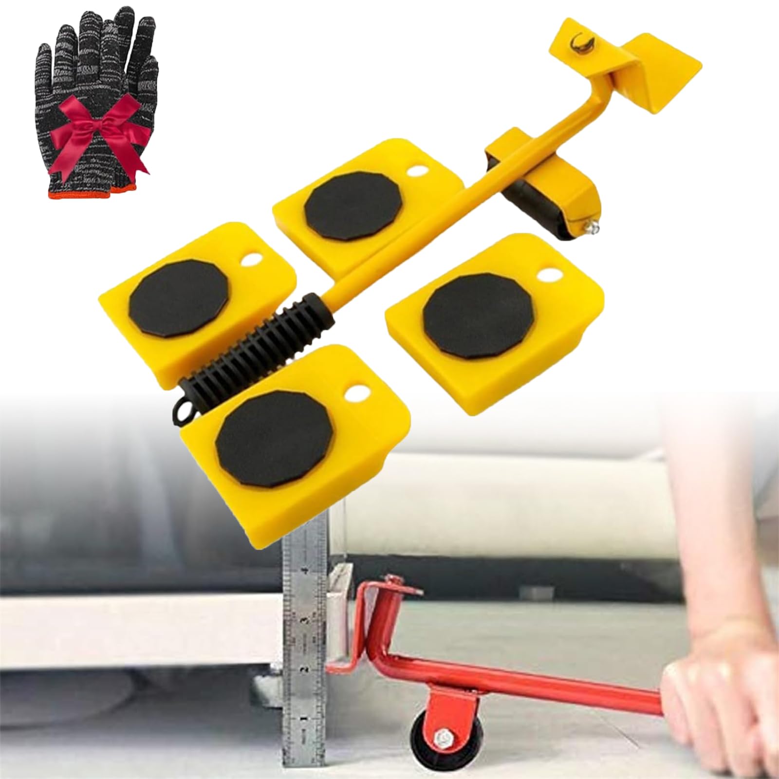 Heavy Duty Rustproof Steel Furniture Dolly with 1000LB Capacity - Yellow Moving Equipment for Home, Office & Warehouse Relocation