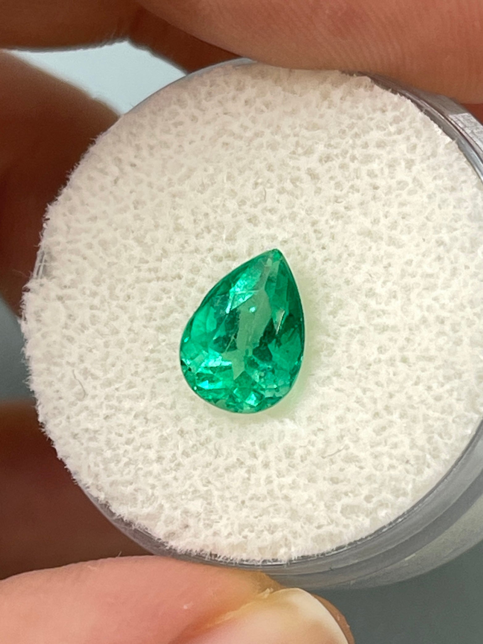 1.65 Carat Vivid Blue-Green Natural Loose Colombian Emerald Pear Cut Gemstone for Jewelry Making & Engagement Rings