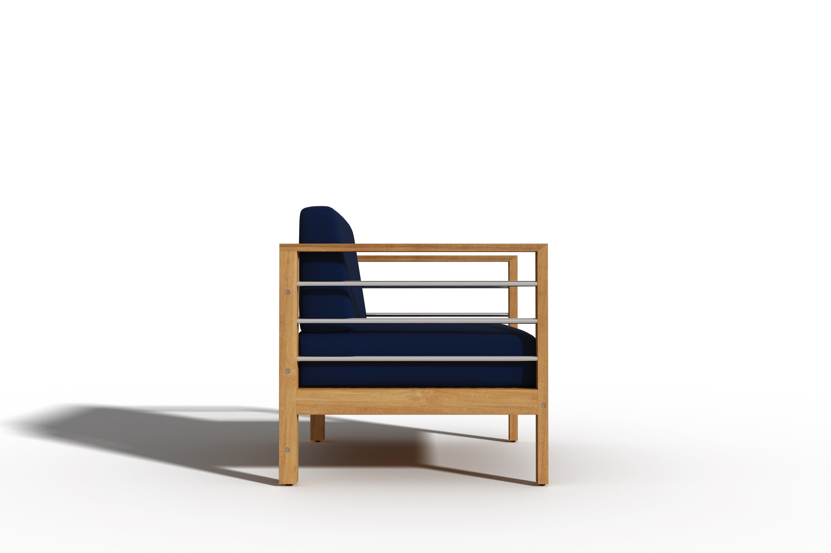 Premium Teak Wood Outdoor Club Chair with Sunbrella Navy Cushion - Weather-Resistant Patio Furniture for Poolside, Garden, or Deck Relaxation
