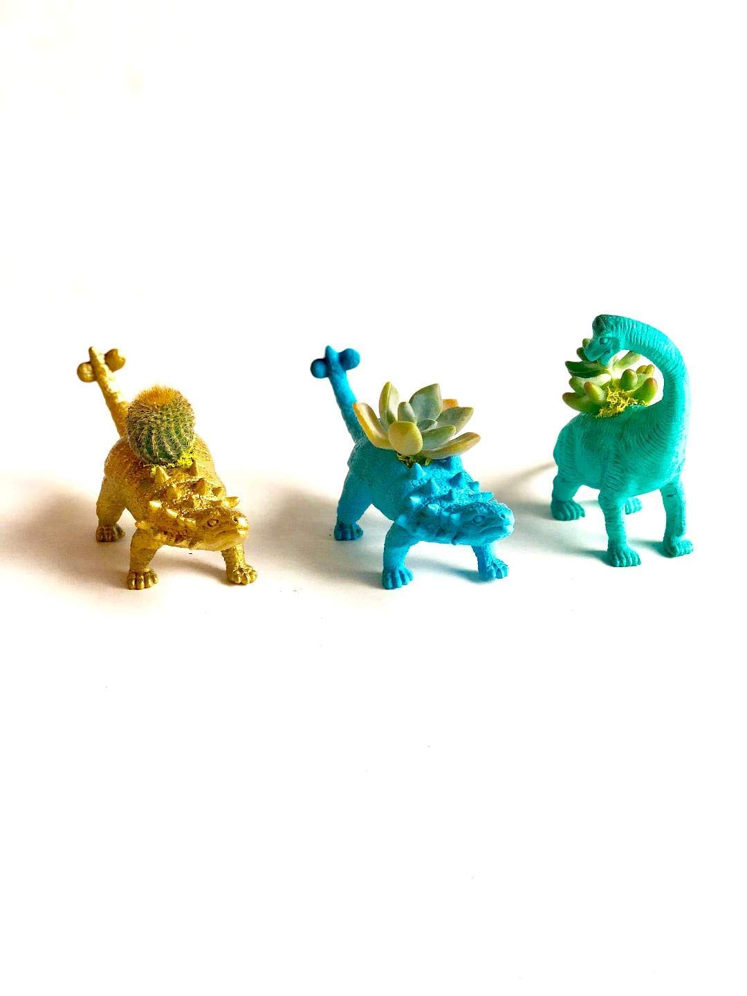 Dinosaur Terrarium Planter - Mini Succulent Planter with Dinosaurs for Home & Office Decor | Perfect for DIY Fairy Garden, Kids Room, and Desk Decorations