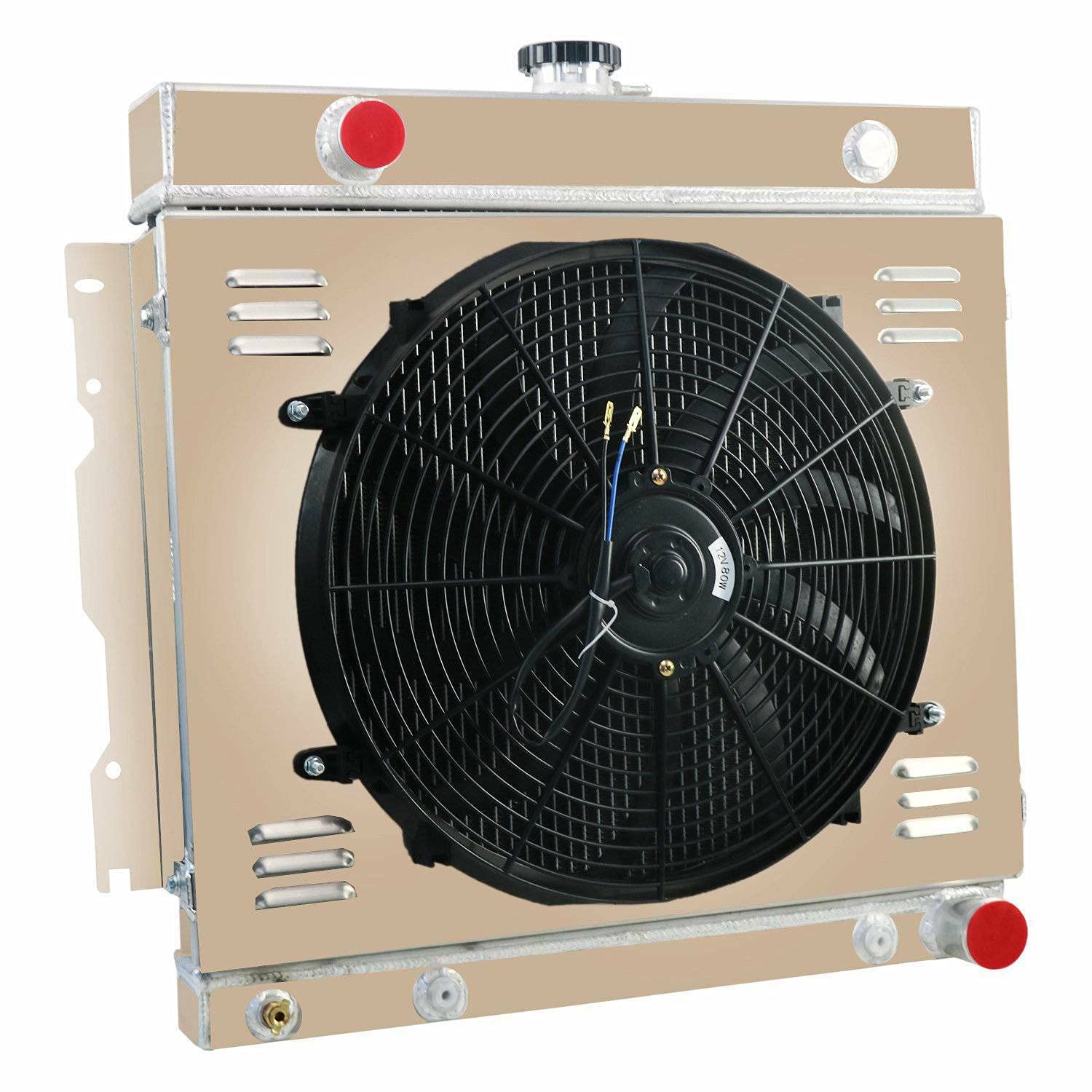 4 Row Aluminum Radiator Shroud Fan Kit for 1975-1979 Dodge D/W 100 150 200 Truck 5.2L 5.9L V8 - Heavy Duty Cooling Upgrade for Off-Road & Towing