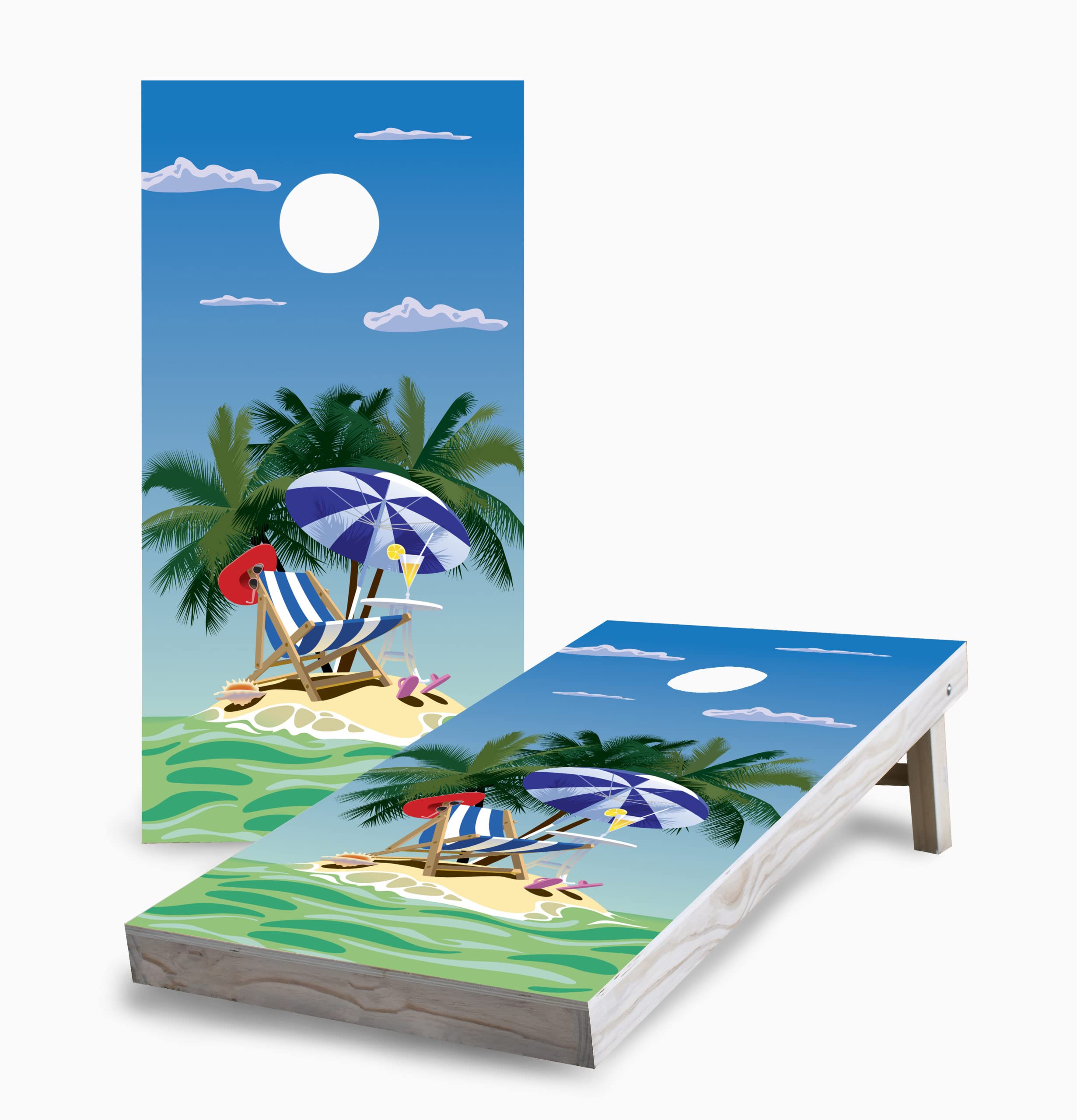 Skip's Garage Small Island Corn Hole Board Set with 2 Boards & 8 Bags - Portable Outdoor Lawn Game for Backyard Parties, Tailgating, and Beach Fun - Includes Carrying Case and Accessories