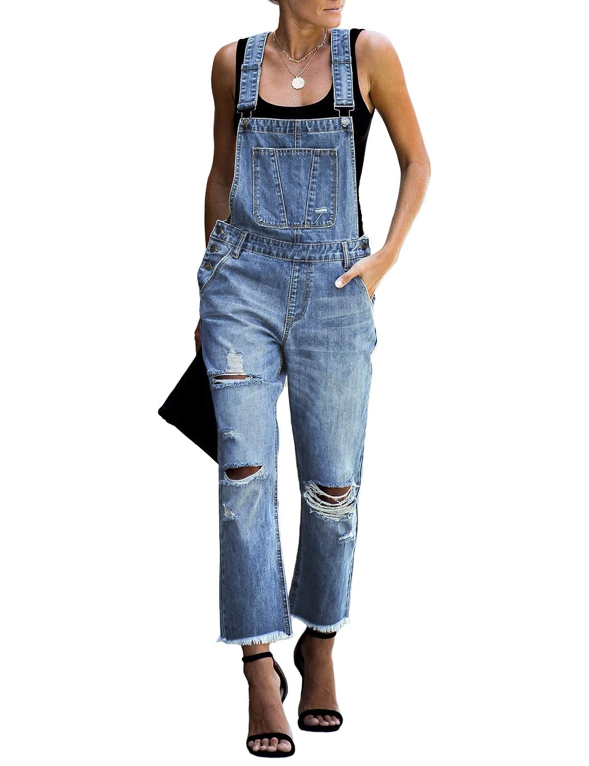 Luvamia Women's Casual Stretch Adjustable Denim Bib Overalls - High Waist Comfort Jeans Pants Jumpsuit for Work, Outdoor & Daily Wear