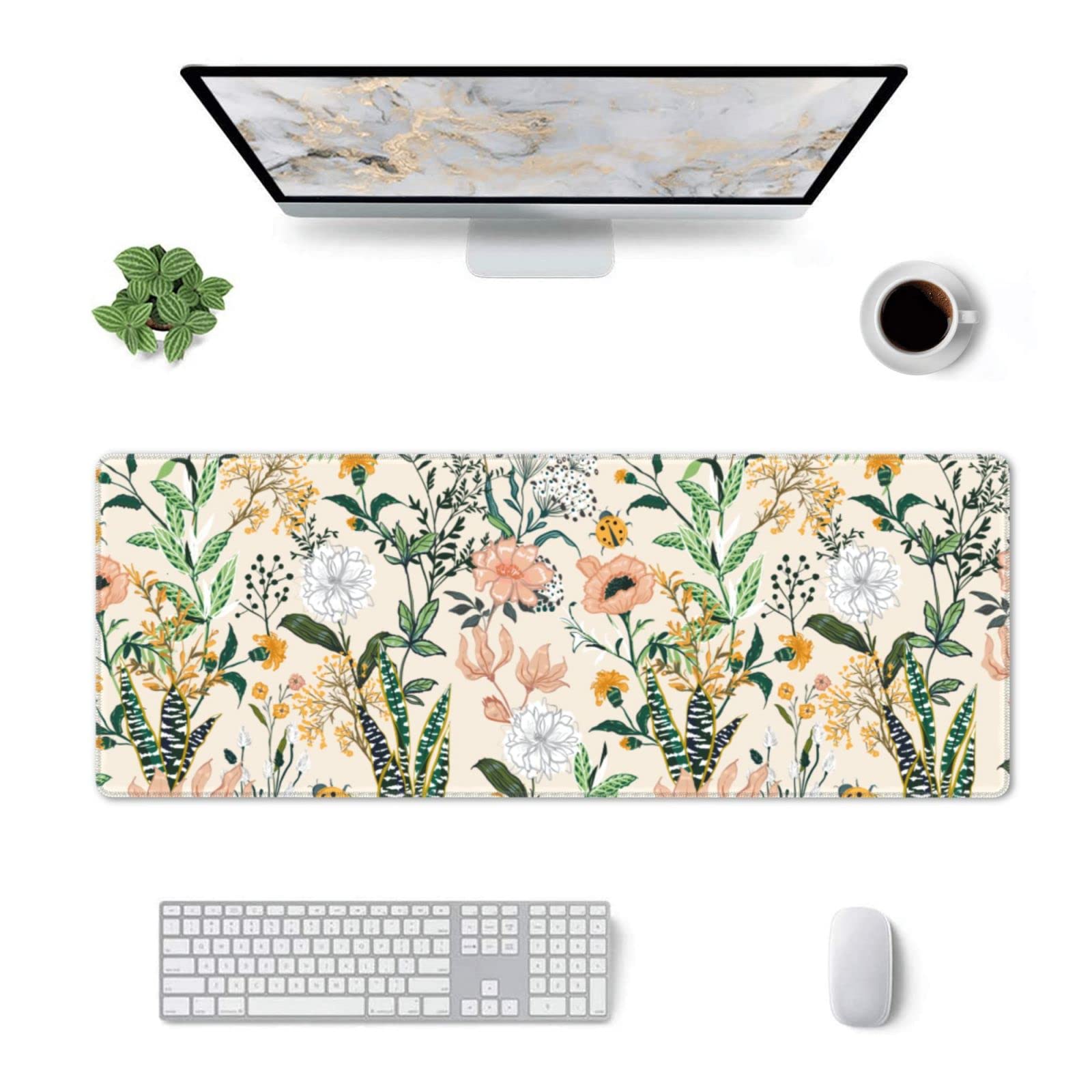 Floral Stitched Edge Mouse Pad - Extra Large 31.5
