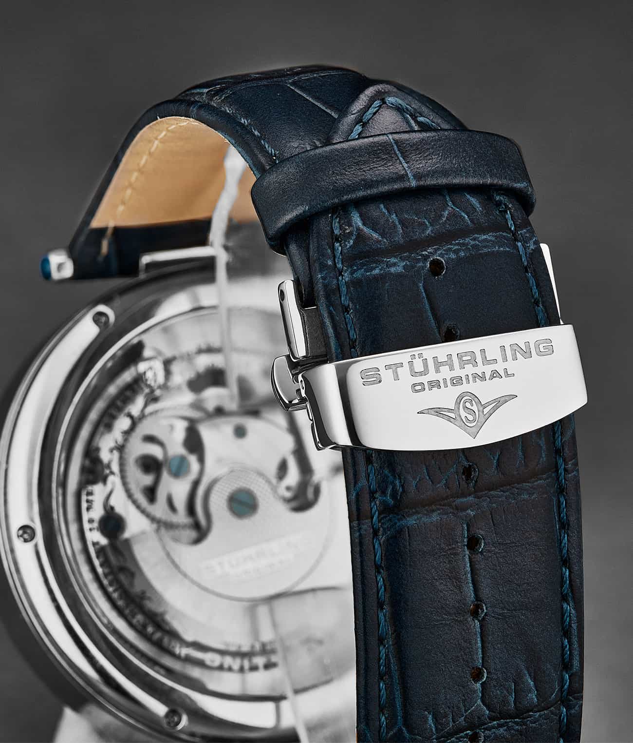 Alligator Embossed Blue Leather 24mm Watch Strap - Compatible with 127A Watch Models - Perfect for Dress Watches & Formal Occasions