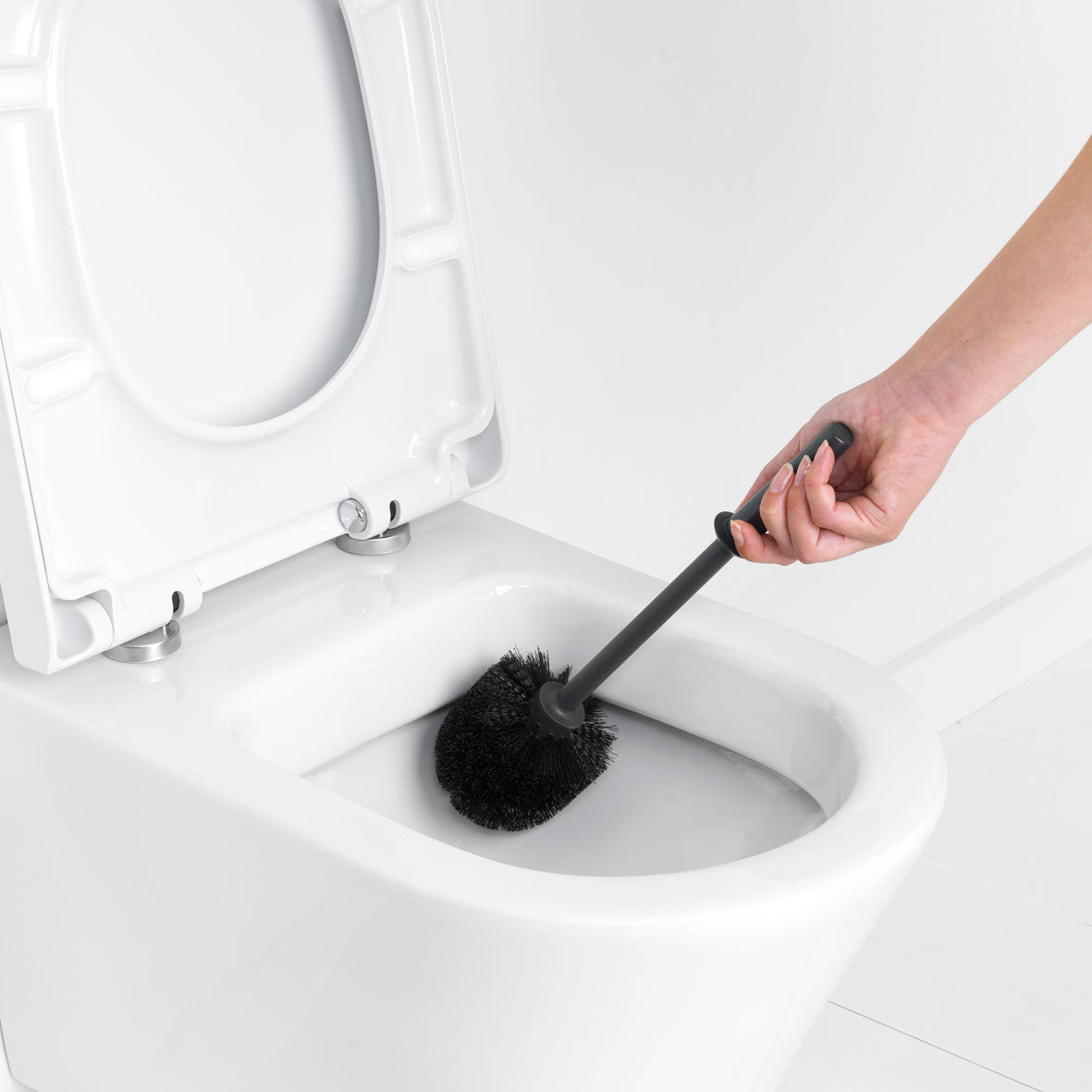 Brabantia Toilet Brush and Holder Set - Stainless Steel Bathroom Cleaning Tool with Hygienic Stand - Perfect for Modern Homes, Apartments, and Guest Bathrooms