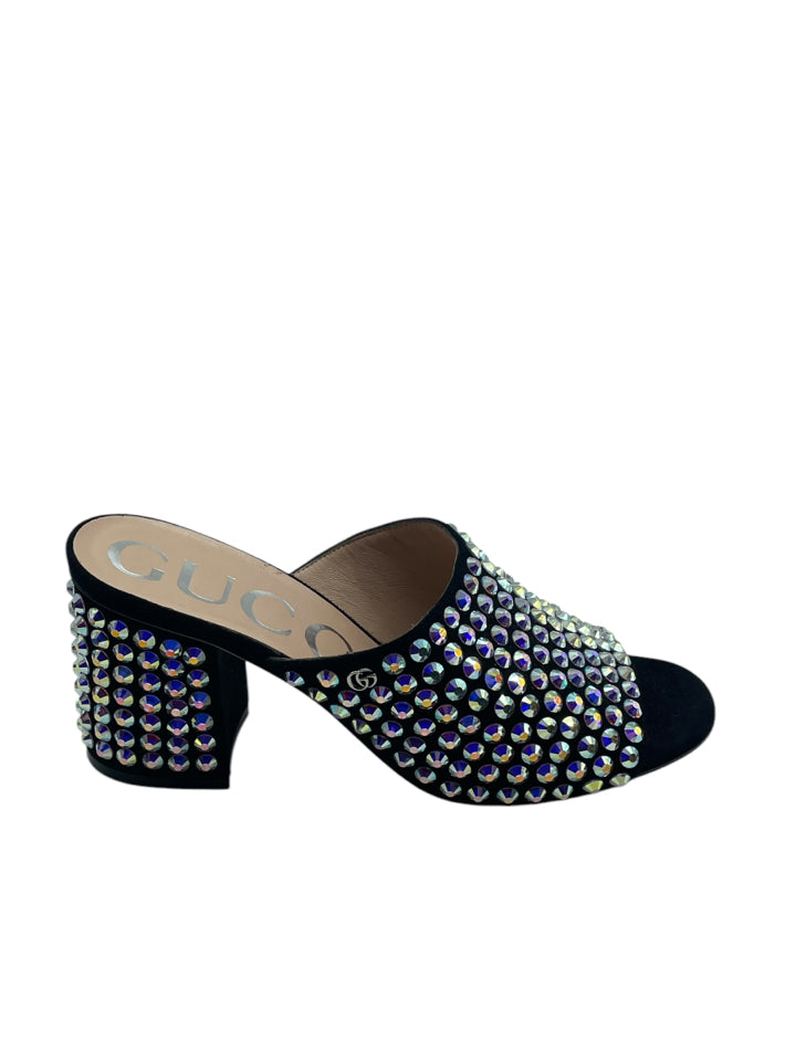 Gucci Embellished Suede Mules for Women - Size 37.5 (US 7.5) | Luxury Designer Slides for Casual Outings & Summer Fashion