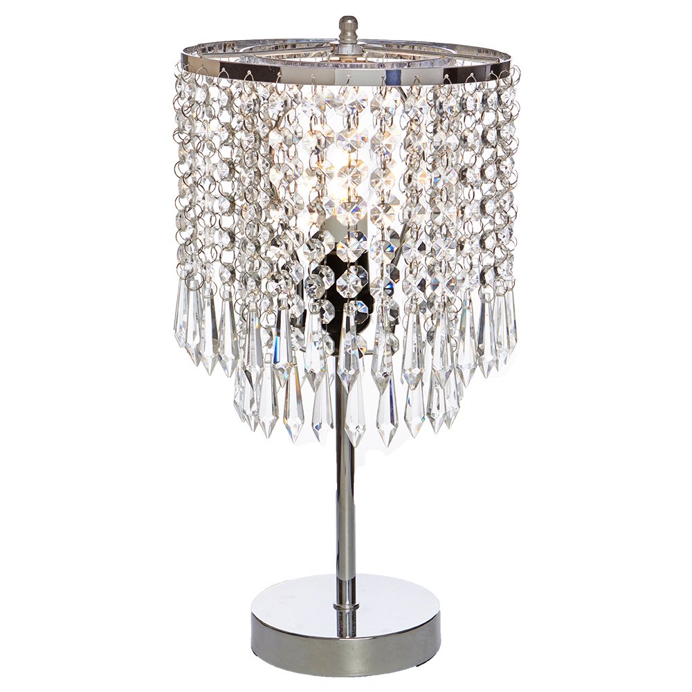Chrome Crystal Table Lamp - Modern Touch Desk Lamp with Crystal Shade for Bedroom, Living Room & Nightstand - Elegant Silver Lighting for Home Office, Study & Bedside Decor
